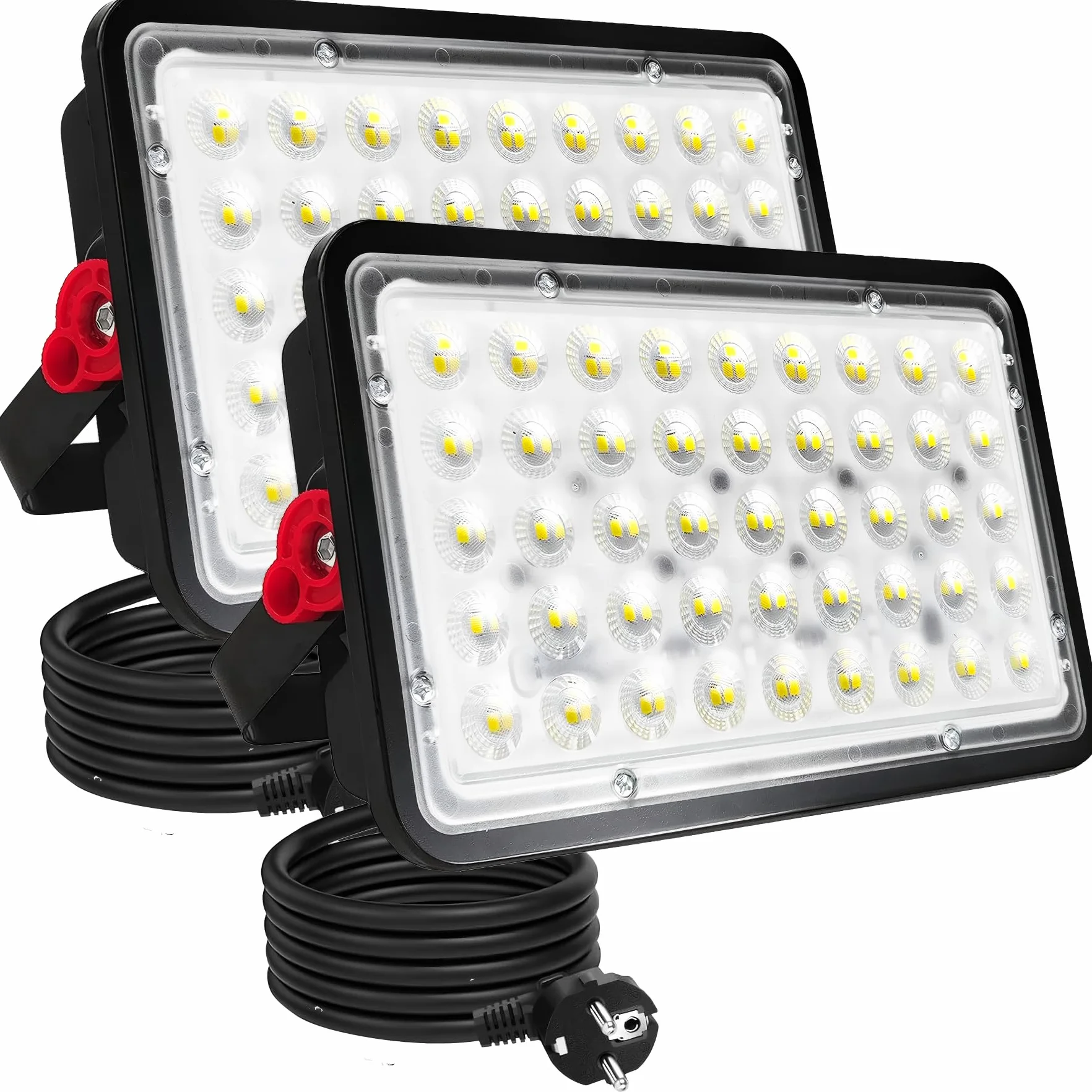 Focos LED Exterior 100W, Indmird Superbrillante 10000LM Proyector Led con Enchufe IP66 Impermeable 6500K Blanco Frío Iluminación de Seguridad para Patio, jardin, Terraza, Entrada