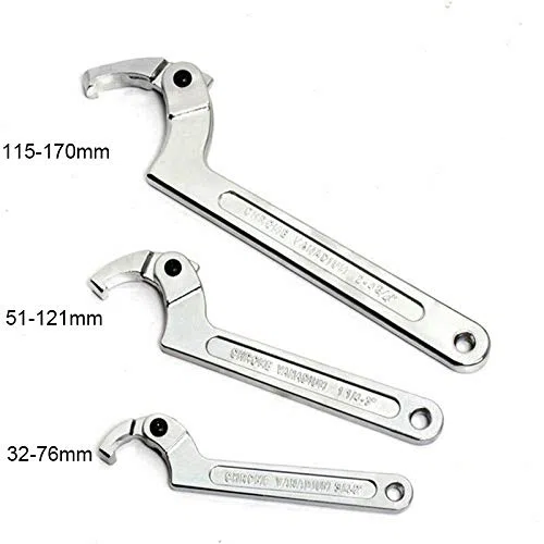 Llave de gancho Llave de cabeza cuadrada ajustable C Llave para tuerca de giro o perno (115-170 mm)
