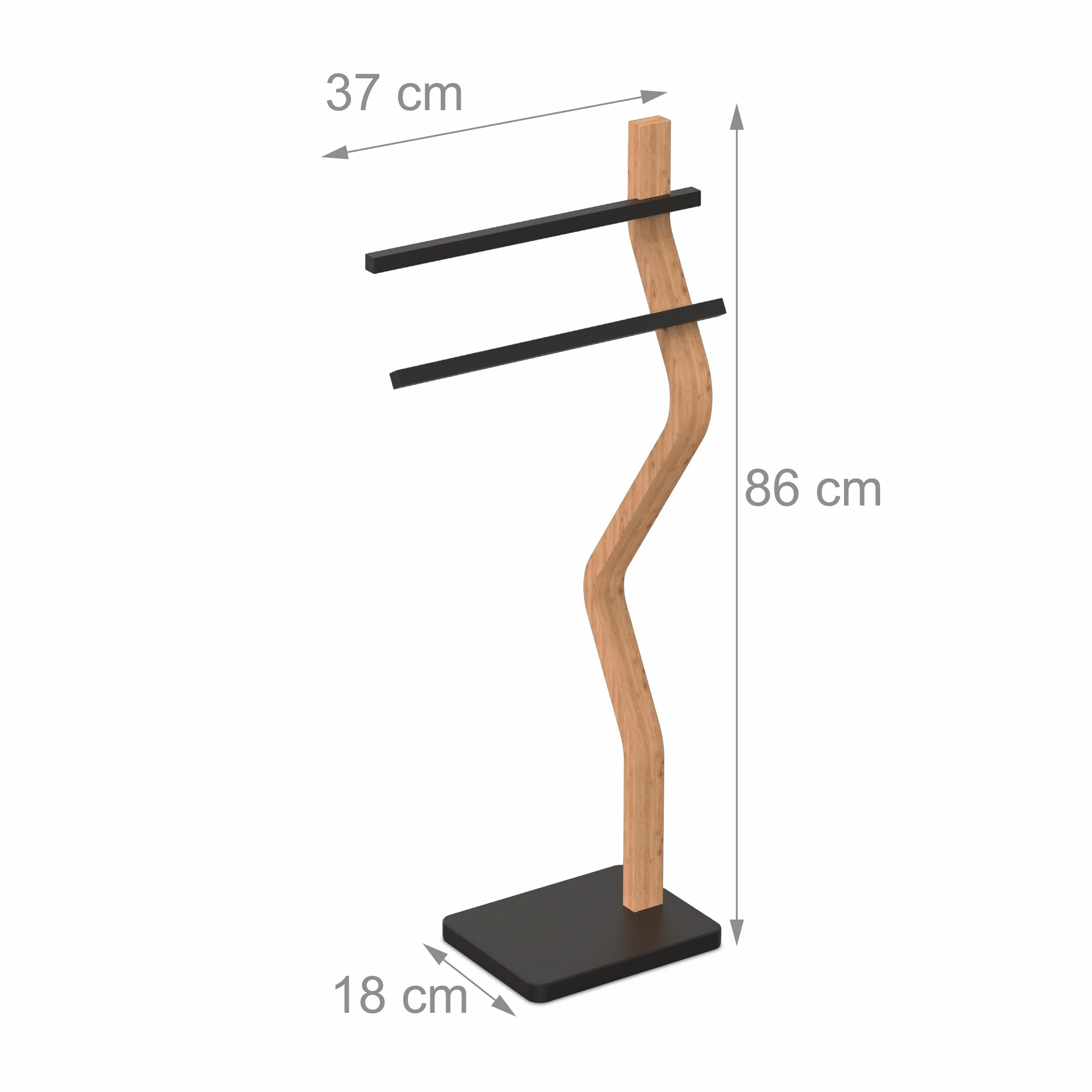 Toallero Relaxdays 86 x 37 x 18 cm Metal Madera 2 Varillas Soporte de Toallas Negro Natural