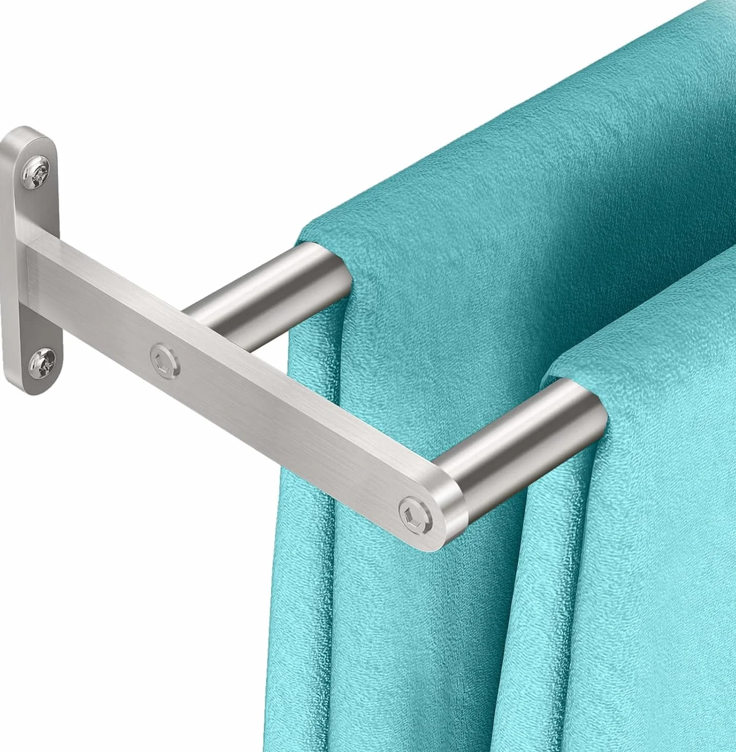 Toallero de Baño Doble 80CM Acero Inoxidable 2 Barras Cepillado Pared