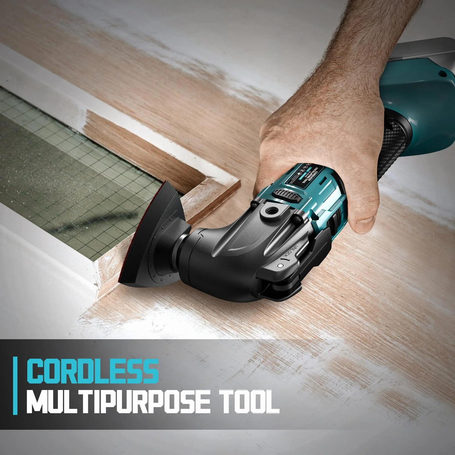 LIVOWALNY Multiherramienta Oscilante Compatible con Makita 18V, 6 Velocidades, Motor Sin Escobillas, Empuñadura Auxiliar, para Quitar, Raspar y Cortar, con 23 Accesorios, (Solo Herramientas)-Azul