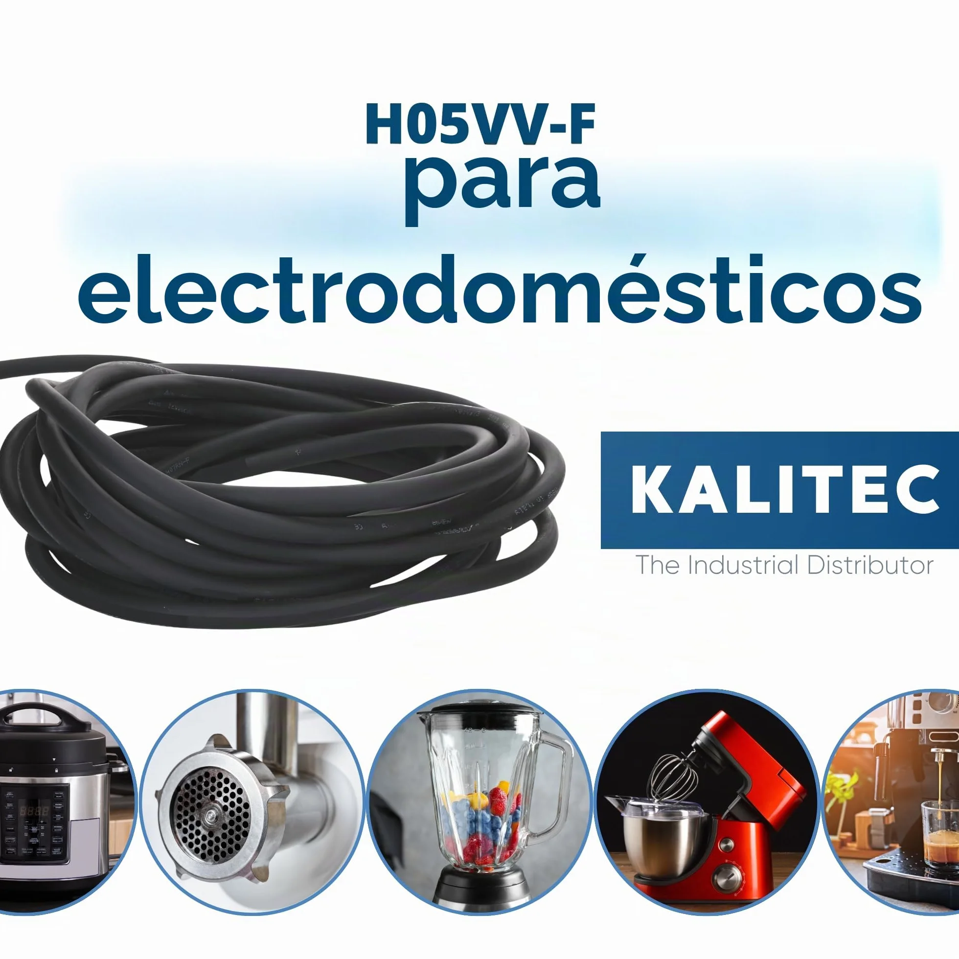 Kalitec H05VV-F - Manguera de 10 m, 3 x 2,5 mm², Cable de Alimentación 3 G2,5 mm² Con Conductor de Protección, PVC Para Interiores, Eléctrico Negro, Lámpara