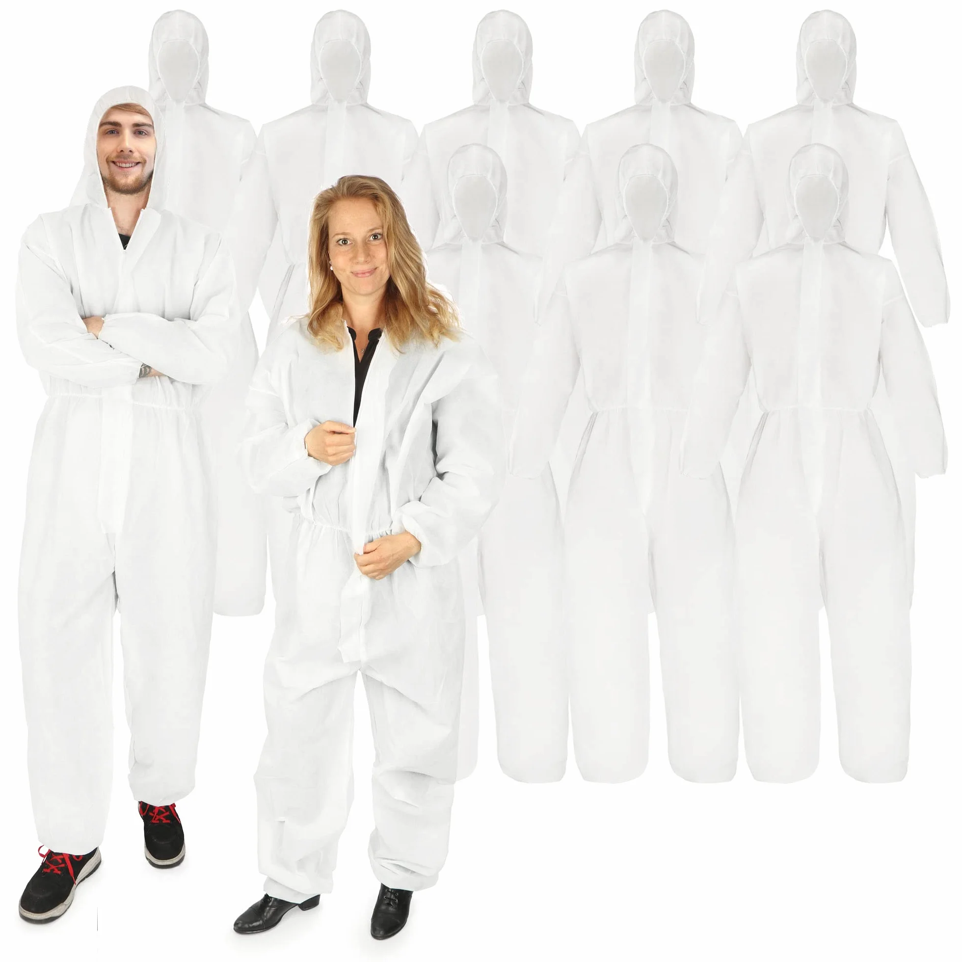 com-four® Traje protector con capucha y cremallera, mono de pintor en talla única, ropa protectora para pintar y renovar