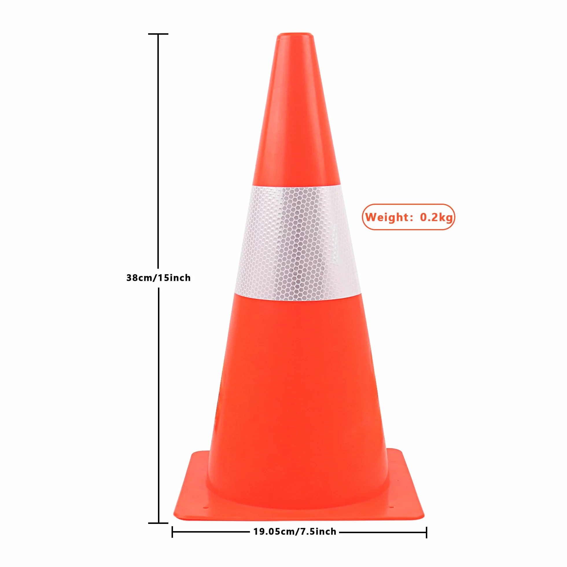 Conos de Advertencia de 38 cm, 4 Conos de Tráfico Apilables para Exteriores