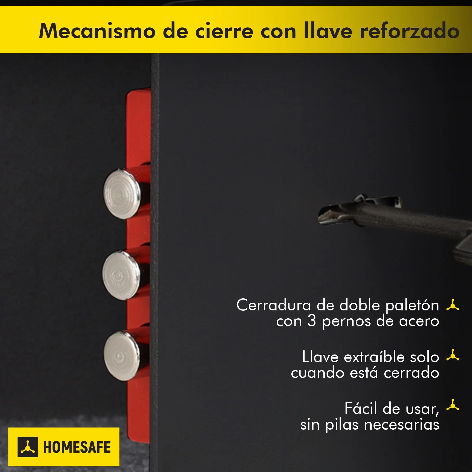 HomeSafe HV15K Caja Fuerte con Llave 15x20x17cm Seguridad Hogar Almacenaje