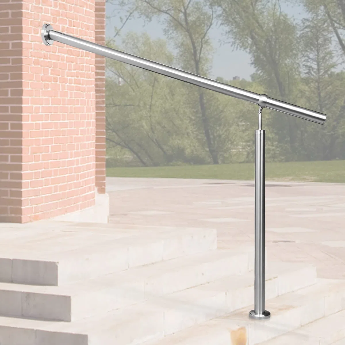 Randaco Barandilla de entrada de acero inoxidable, pasamanos para escaleras, ángulo de montaje ajustable, incluye material de montaje, para interior y exterior, 100 cm