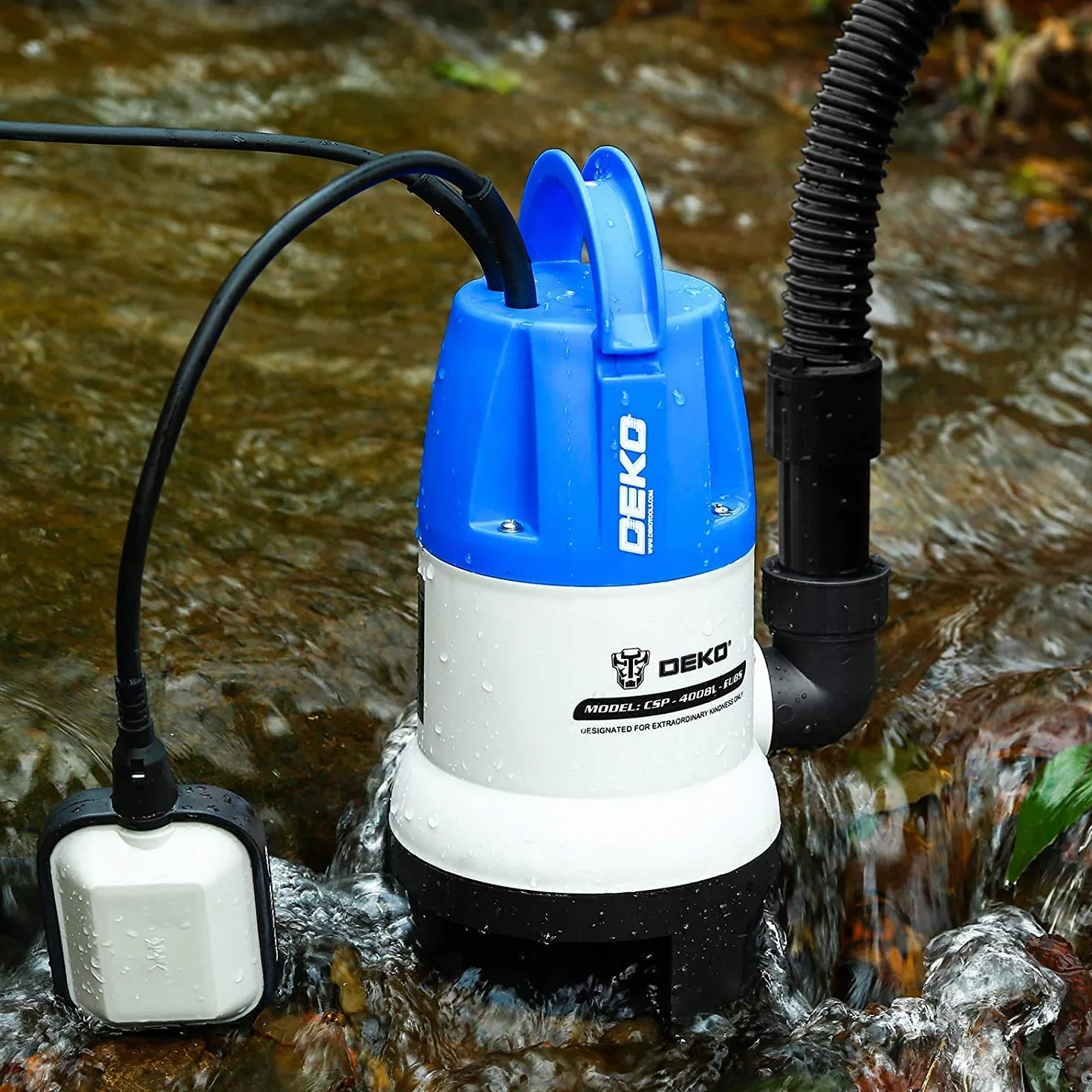DEKO Bomba de agua sumergible eléctrica 400 W 8000 L/H interruptor flotador