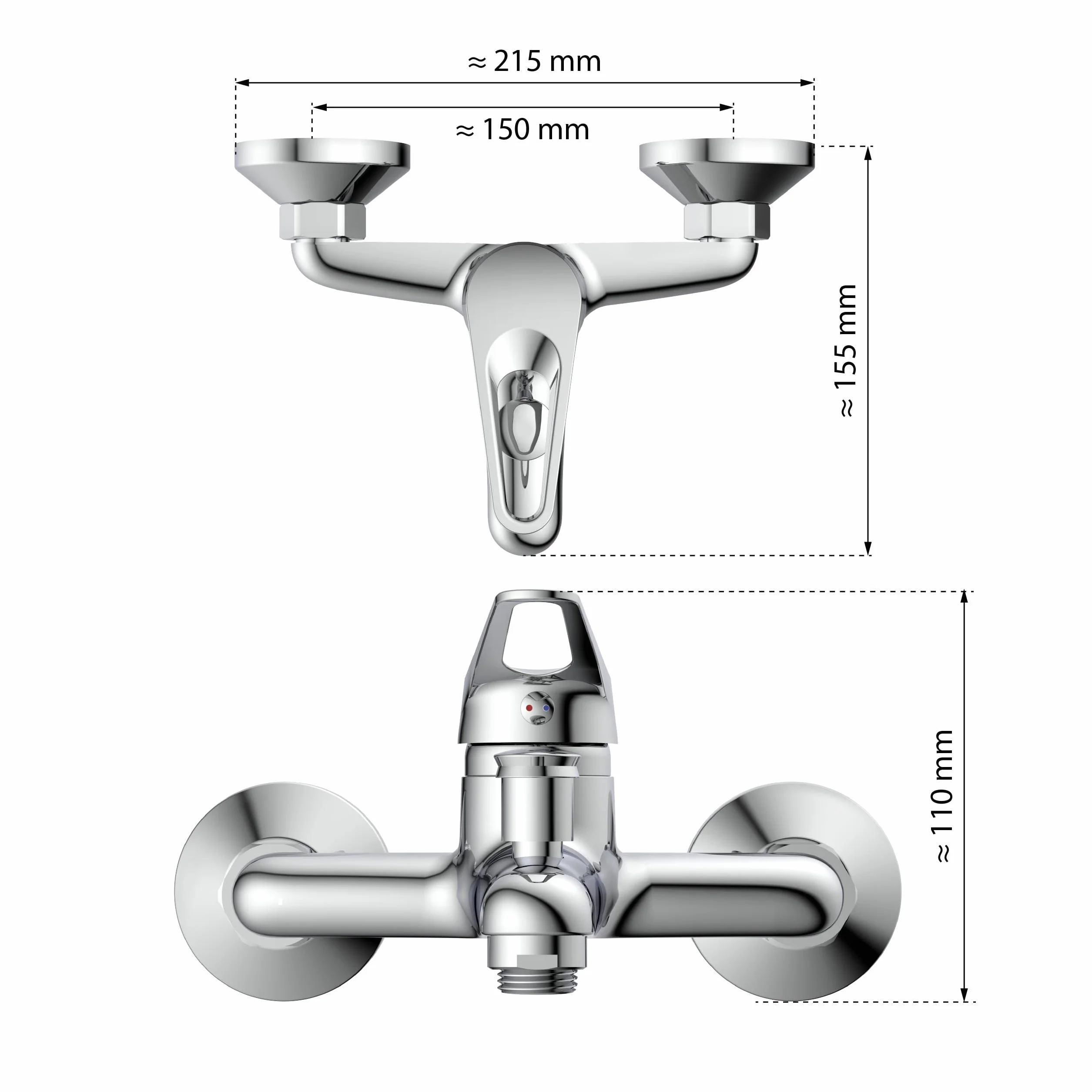 EISL NI023SCR Mezclador monomando para bañera, cromo