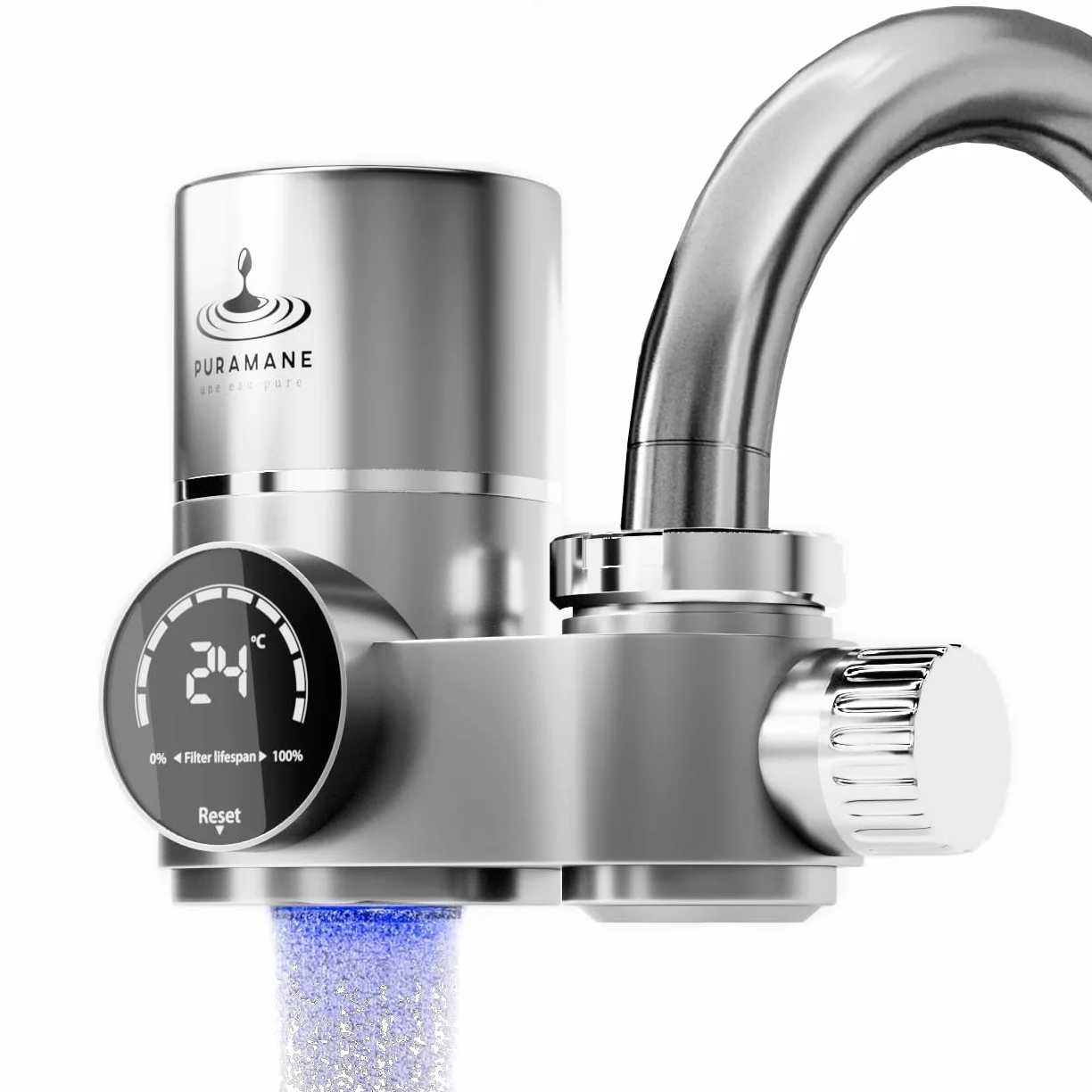 Filtro Agua Grifo con Pantalla Digital, Purificador de Agua Carbón Activado, Filtro UV, 1000 Litros
