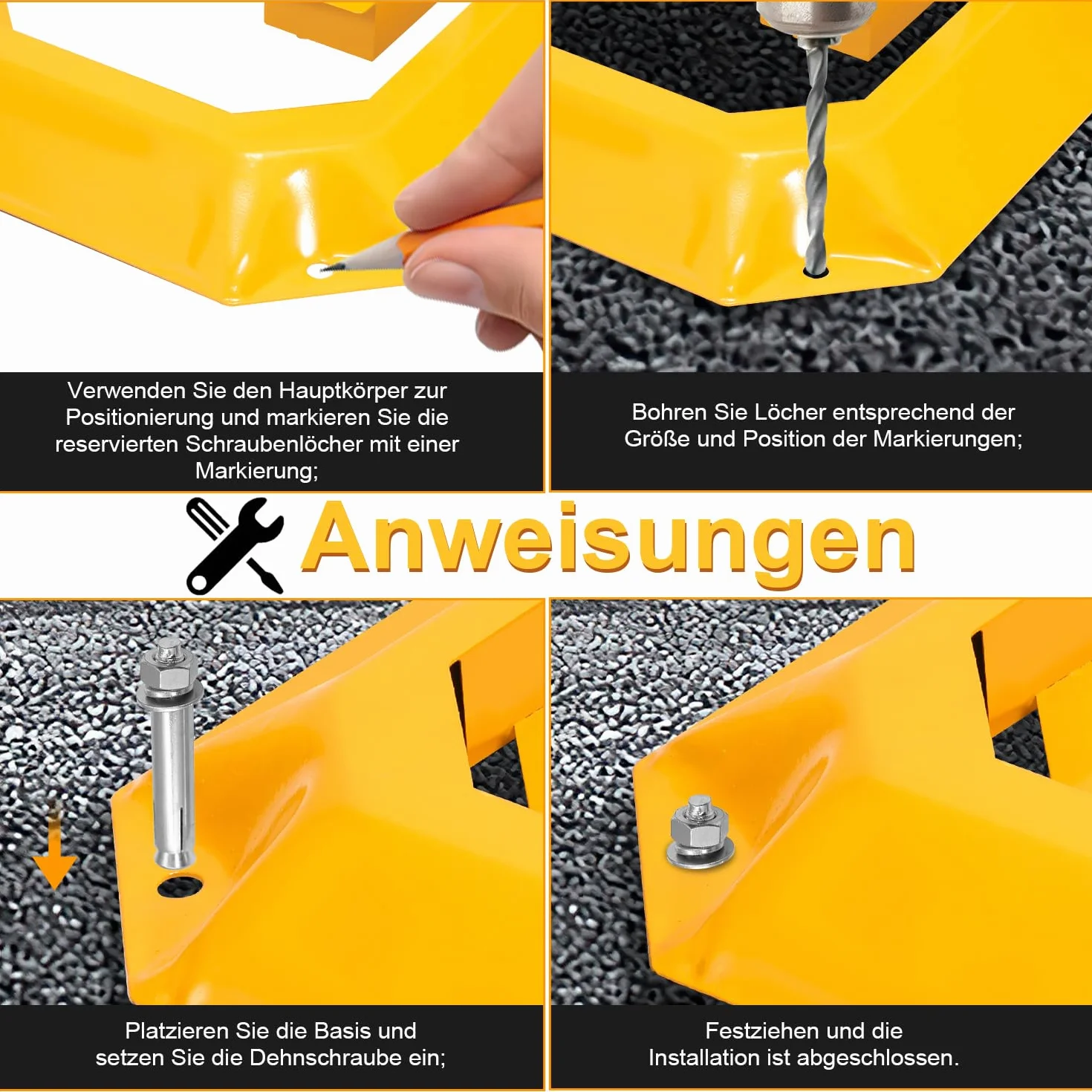 Sonnewelt Barrera de Parking Plegable Acero 5000 kg 55,5x46x32 cm