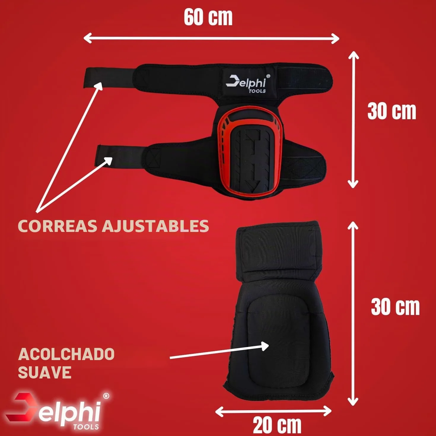 Delphi rodilleras trabajo antideslizantes con doble cierre y guantes de trabajo – Rodilleras cómodas, fáciles de limpiar, talla universal para colocadores de azulejos