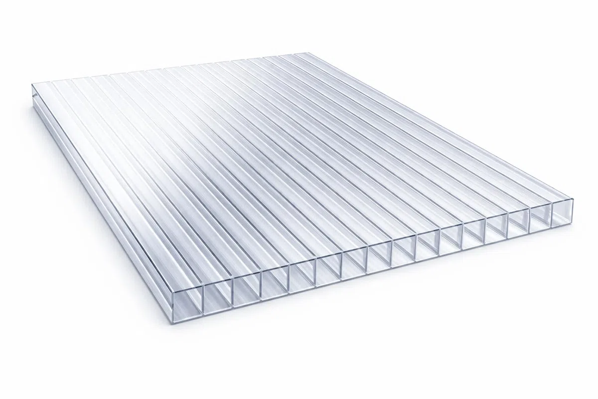 Placa Policarbonato Alveolar 10mm Transparente MACROLUX Protección UV Ambas Caras Triple Pared Stabilit Suisse Invernadero Pérgola Marquesina Diferentes Tamaños (50x105CM (HxL))