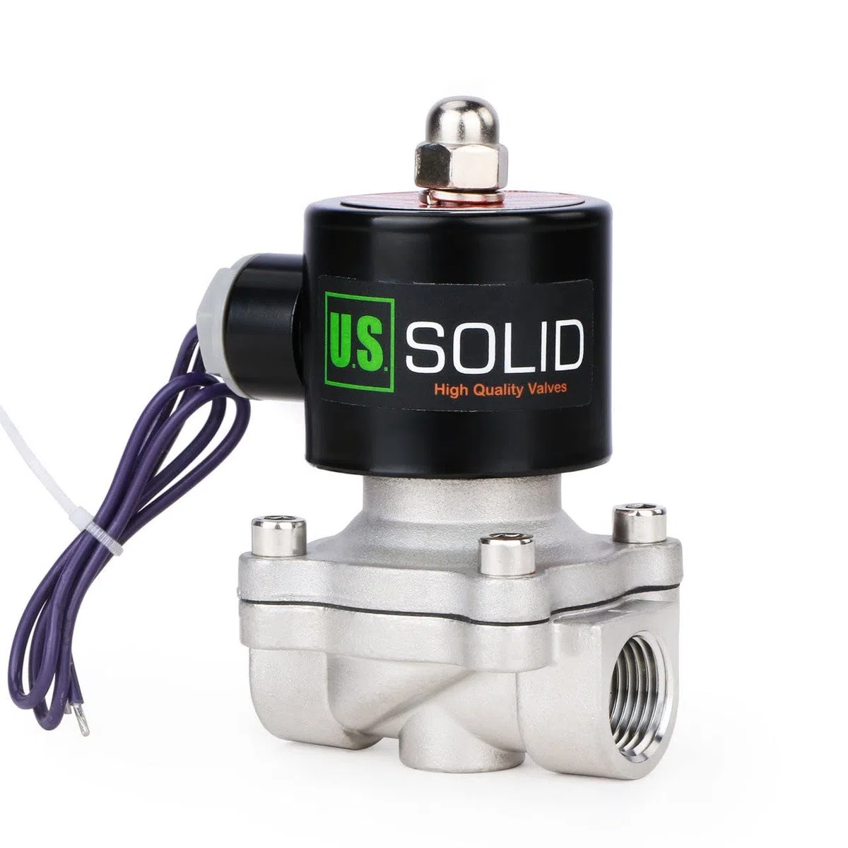 U.S. Solid 12V DC 1/2" G Válvula de solenoide eléctrica De acero inoxidable Normalmente Cerrado Solenoid Valve Impulsado Directamente para Agua Aire Aceite Diesel Viton Material del sello