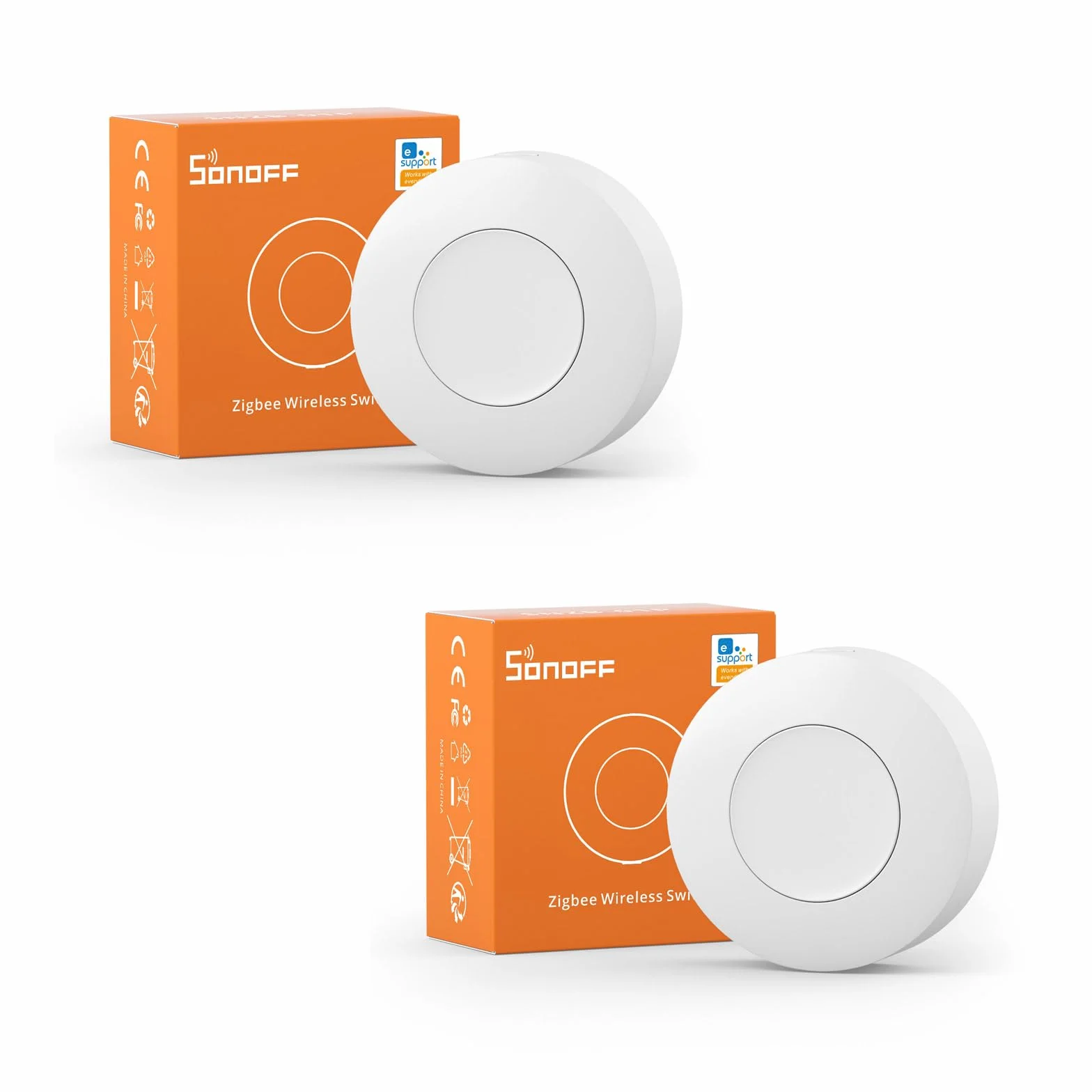 SONOFF Zigbee Wireless Switch SNZB-01P 2pcs, requiere SONOFF ZigBee hub, Botón de Control Multifuncional de Tres vías para Dispositivos Domésticos Inteligentes, Compatible con Alexa,Smartthings