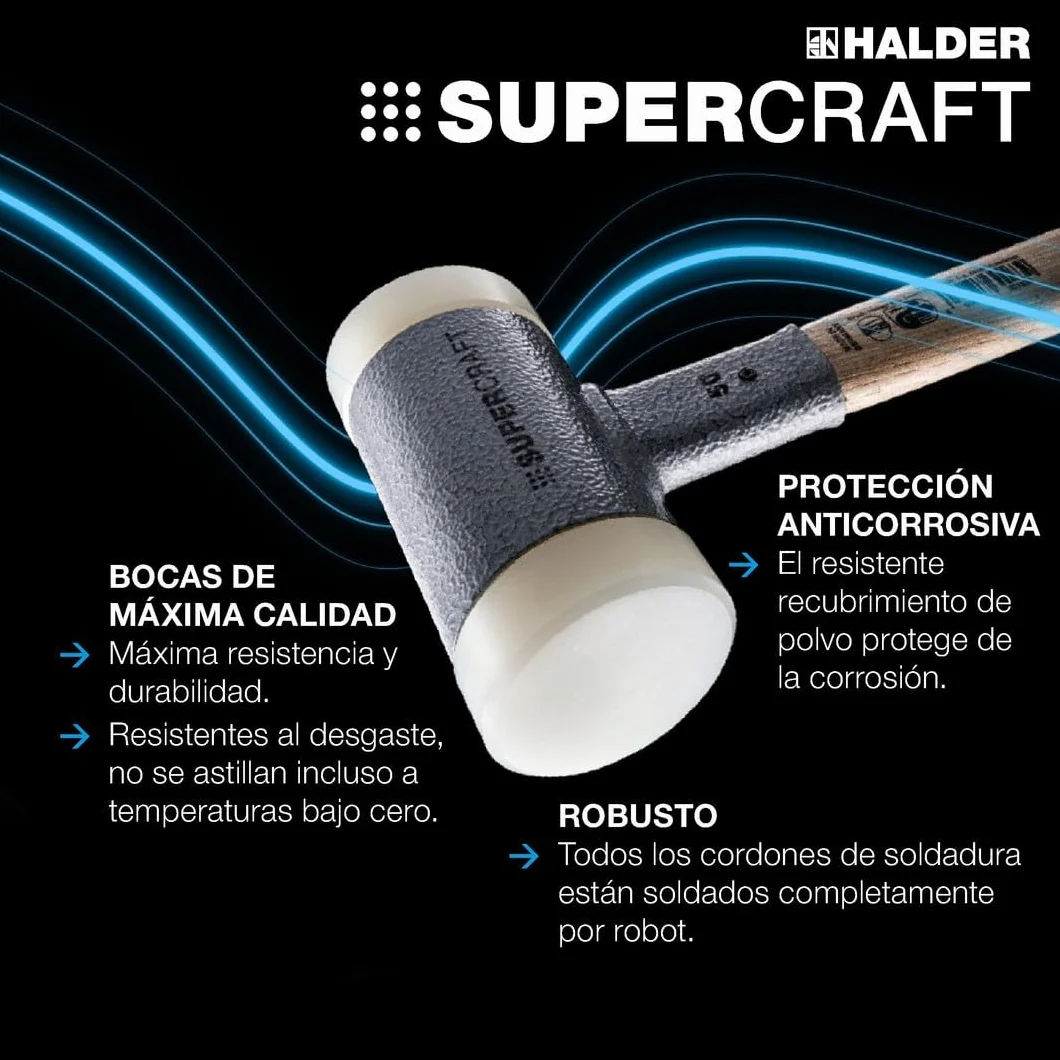 Halder 3366045 - Mazo de nailon con reductor de vibraciones, multicolor, 45 mm