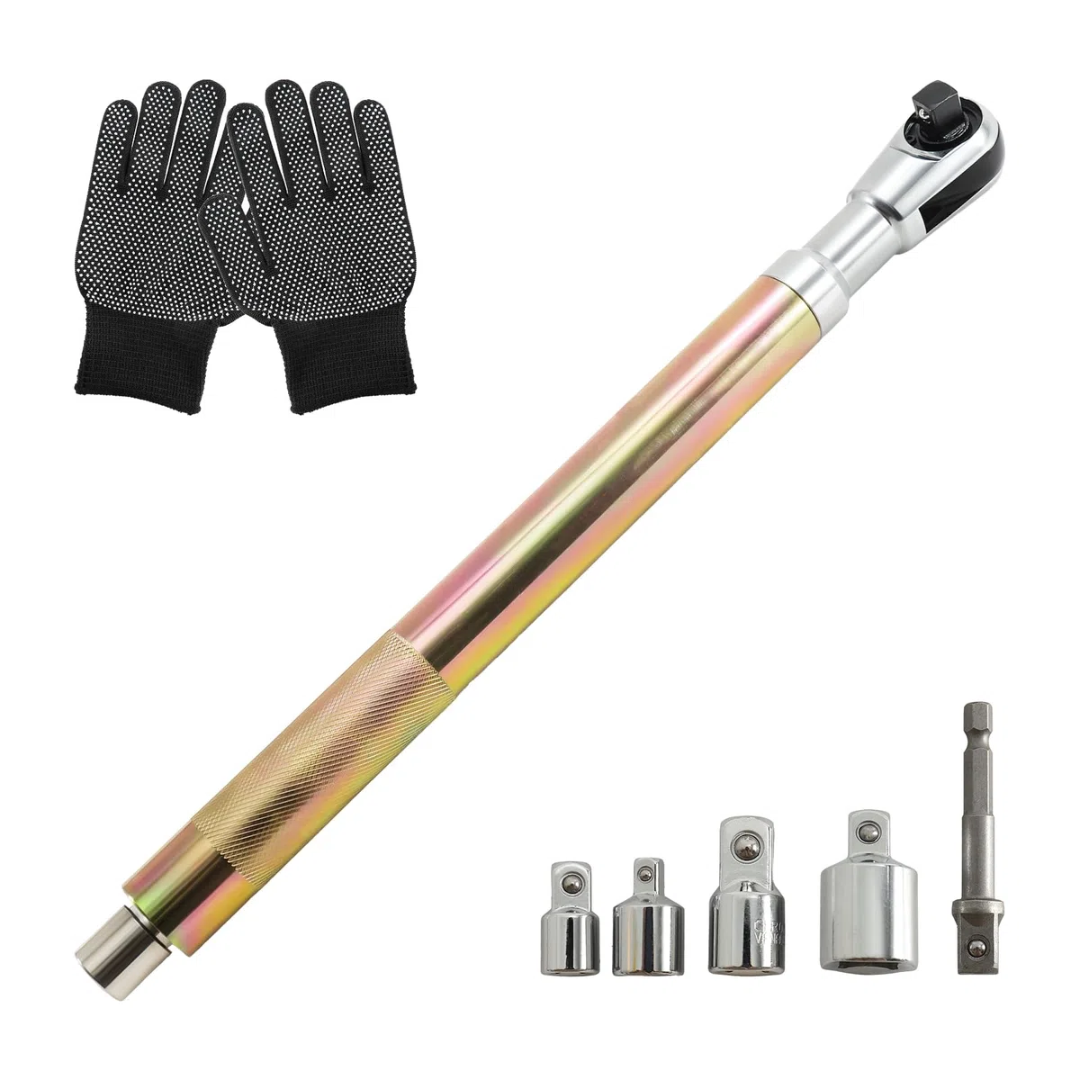 Llave de extensión con trinquete, juego de llaves de extensión de alto rendimiento de 1/2 pulgada con alcance estrecho y adaptador, para trabajos de automoción, bricolaje y mecánica.