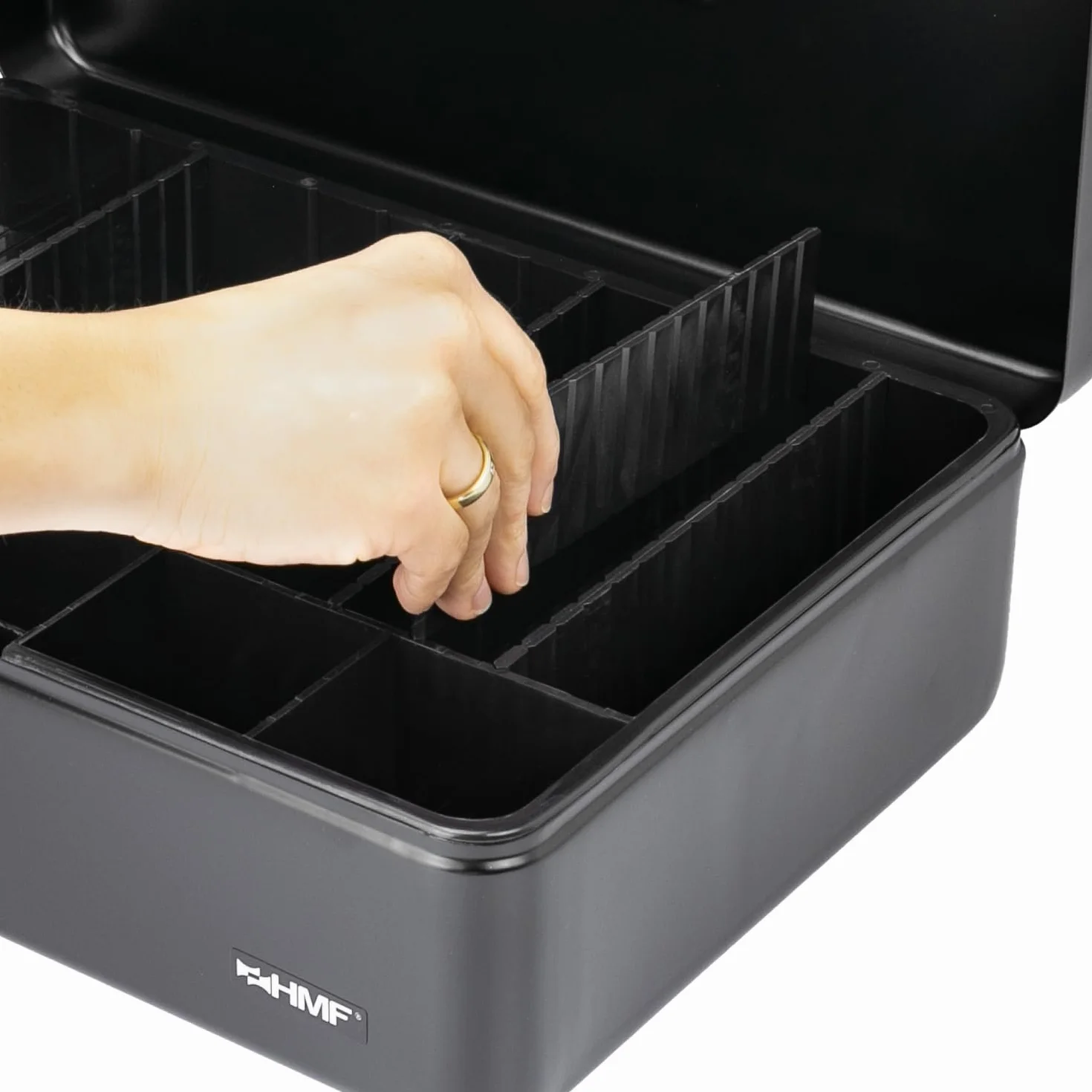 HMF 22036-02 Caja de Caudales, Bandeja para División Individual, 36 x 25 x 11 cm, negro