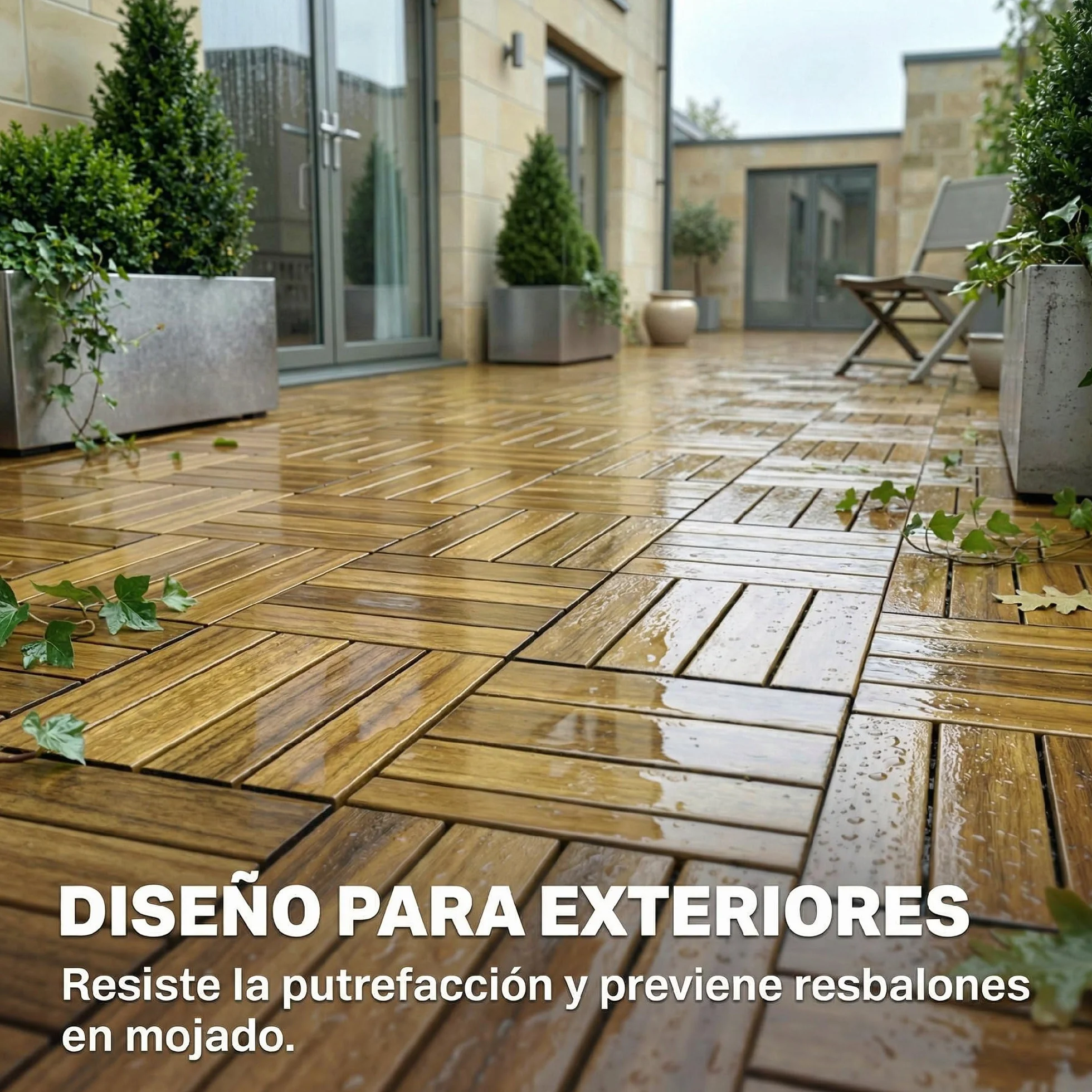 Outsunny Baldosas Exterior Madera Acacia 31x31 cm 0,91 m² Antideslizantes Resistentes Clima