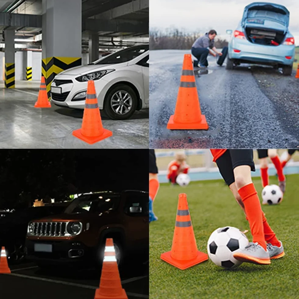 Cono de Seguridad Plegable 45cm Señalización de Tráfico Pop Up Estacionamiento (4 uds)