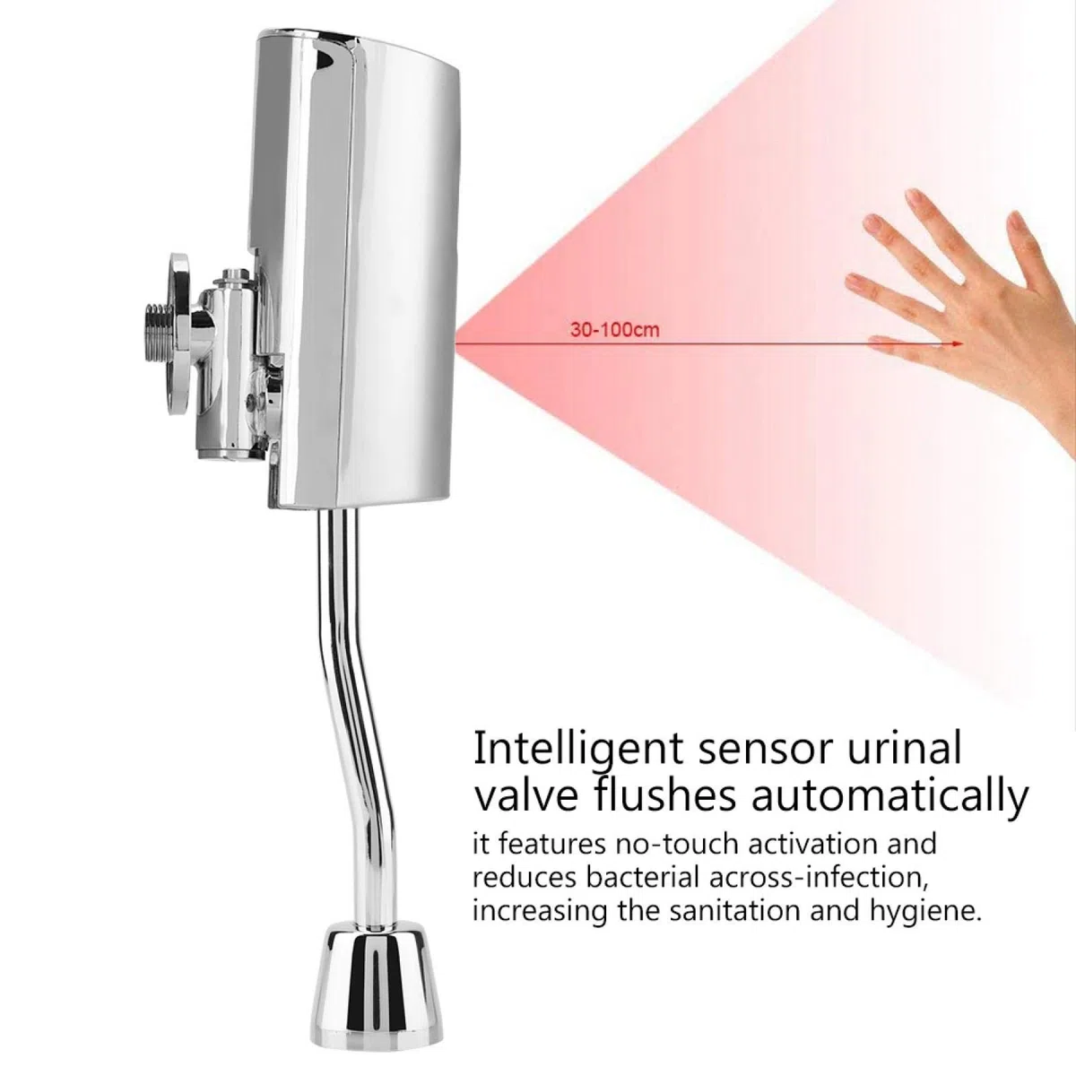 NIKOU Sensor de válvula de descarga para mingitorio Válvula automática para mingitorio Inodoro, sensor montado en la pared Válvula sin contacto, latón y galvanizado