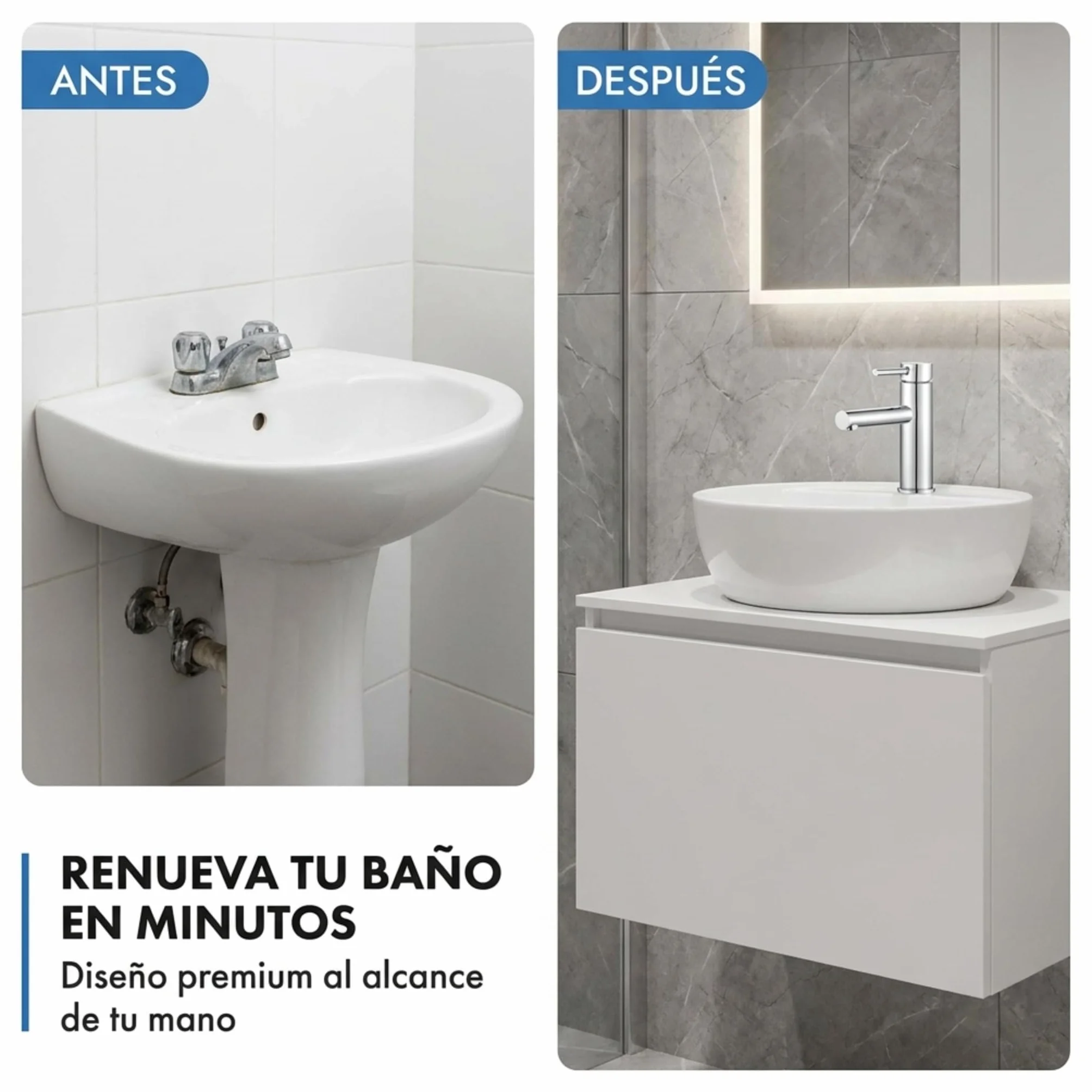 VALAZ Grifo Lavabo | Grifo Monomando Lavabo, Mezclador Agua Fría y Caliente, Ahorro de Agua | Instalación Facil y Rápida | Latón, Inoxidable, Elegante, Serie Palancia (Lavabo, Cromado)