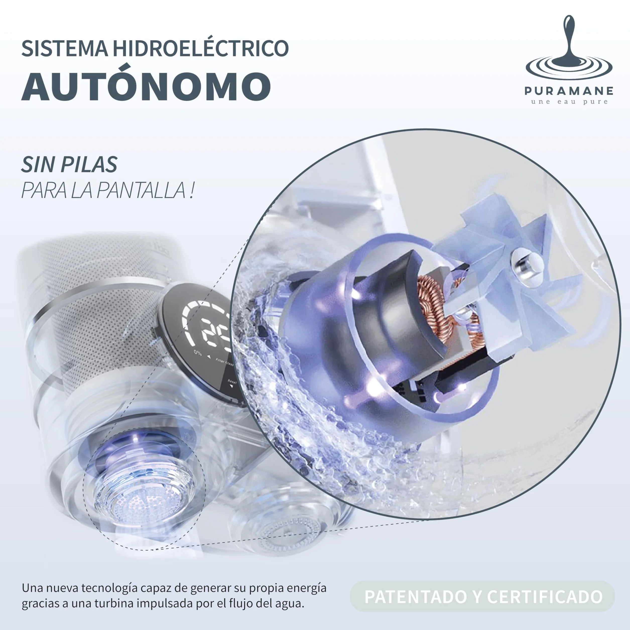 Filtro Agua Grifo con Pantalla Digital, Purificador de Agua Carbón Activado, Filtro UV, 1000 Litros