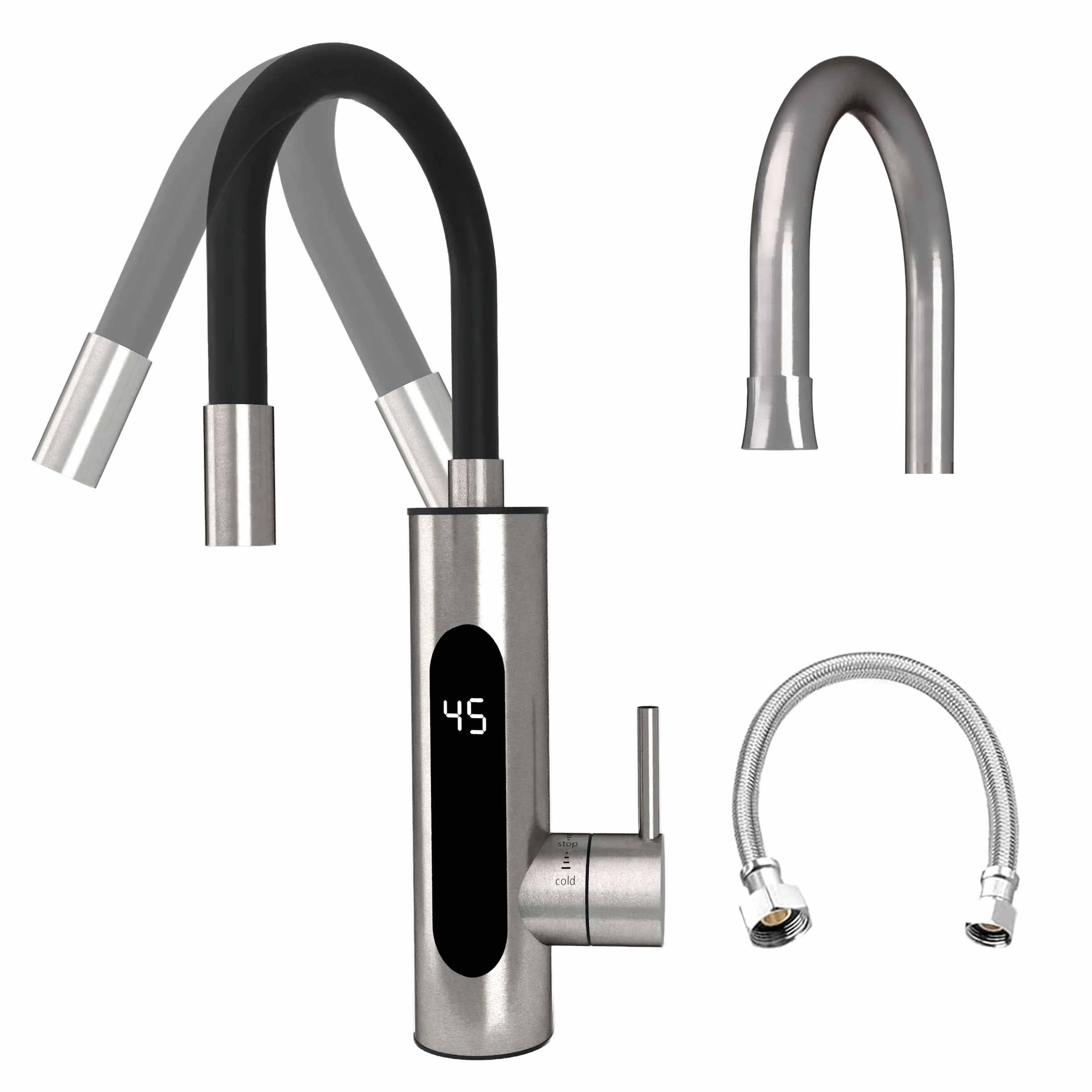 HOGART Grifo eléctrico con calentador de agua instantáneo 230 V para cocina jardín baño caravana camping