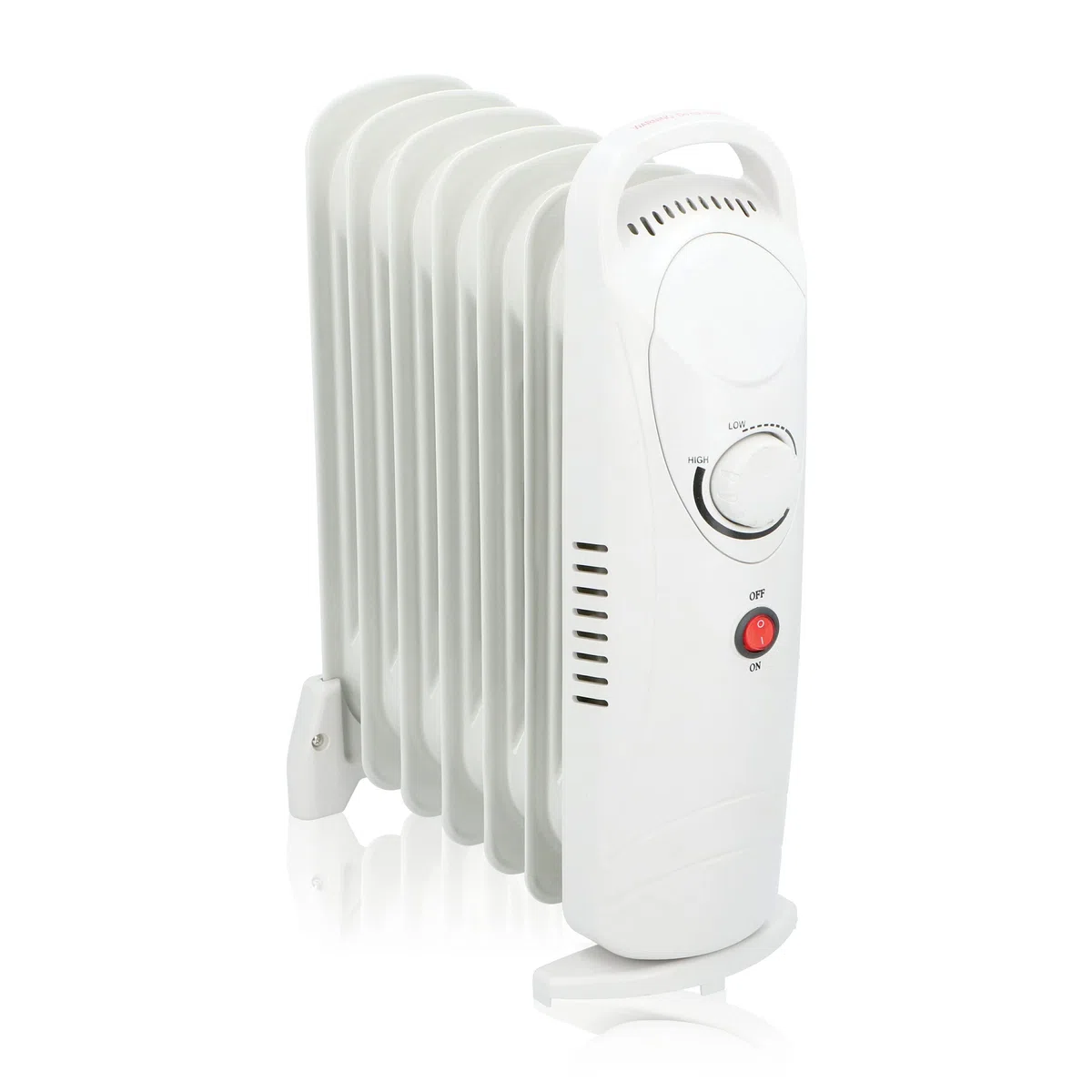 alpina Radiador de aceite 850W, 7 elementos, termostato mecánico, calefacción eléctrica de bajo consumo, regulador de potencia de bajo consumo de energía, compacto y portátil, blanco, normal
