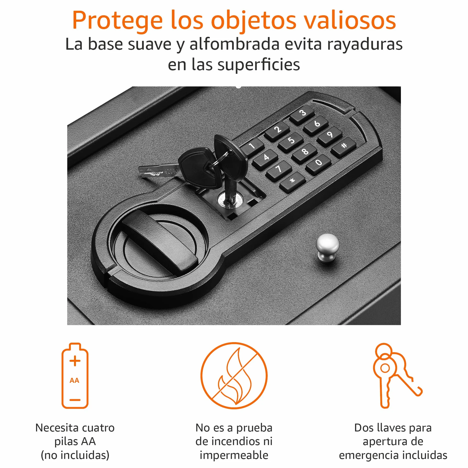 Amazon Basics Caja fuerte de escritorio pequeña con teclado electrónico Negro 30 x 22 x 11 cm