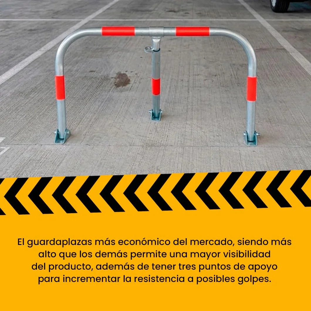 Valla de Parking Cepo Guardaplazas Modelo Eco-M Bloqueo Manual con Candado Bandas Reflectantes