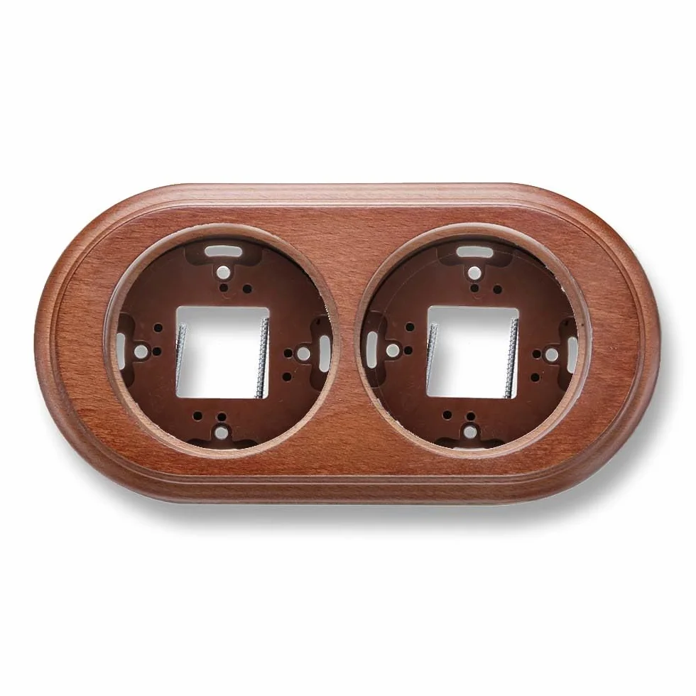Peana de madera para Garby y Dimbler, mecanismos eléctricos vintage para pared - Accesorio para enchufes e interruptores de pared - Madera de haya color miel - Sin paso de cable - Peana Fontini