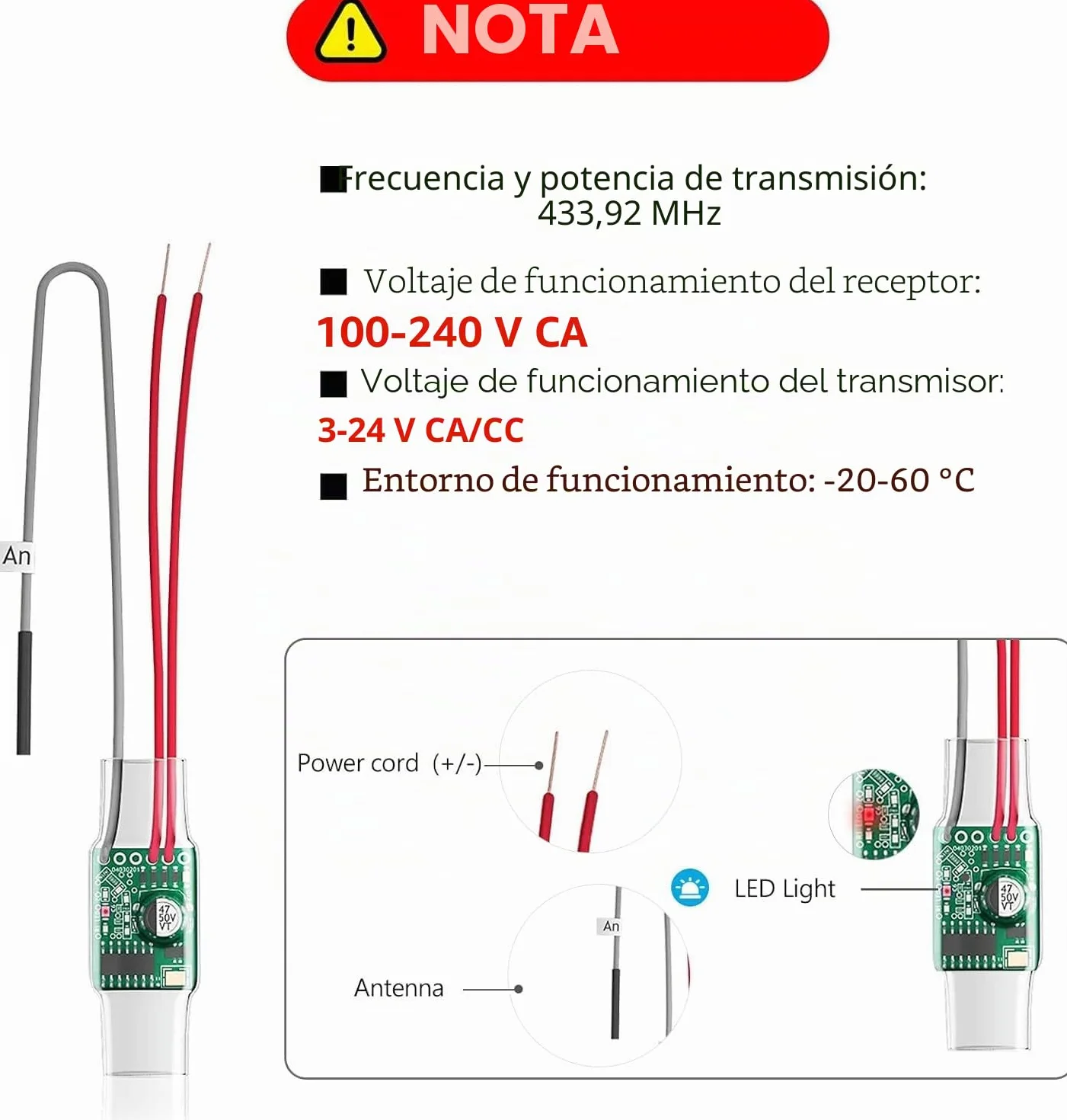 BITIWEND Transmisión de señales de Radio Kit de ampliación de Radio Timbre y Campana 1 Convertidor 3-24 V CA/CC + 1 Receptor para Sistemas de Timbre de Corriente Continua/Alterna Existentes