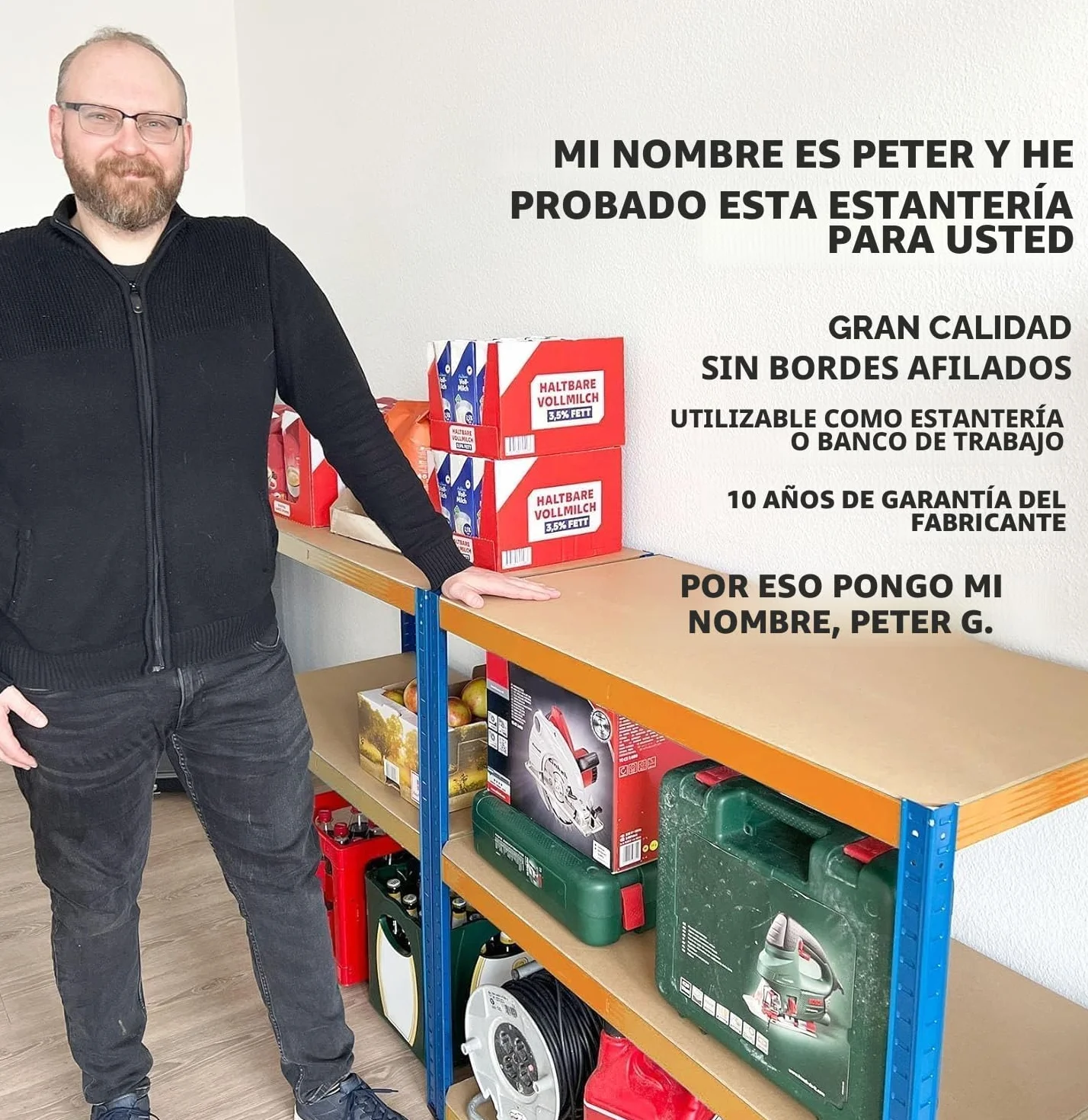 Estantería Floordirekt para cargas pesadas - Estantería modular, estantería para sótano, estantería de almacenamiento, banco de trabajo - Capacidad de carga hasta 1250 kg - Montaje rápido