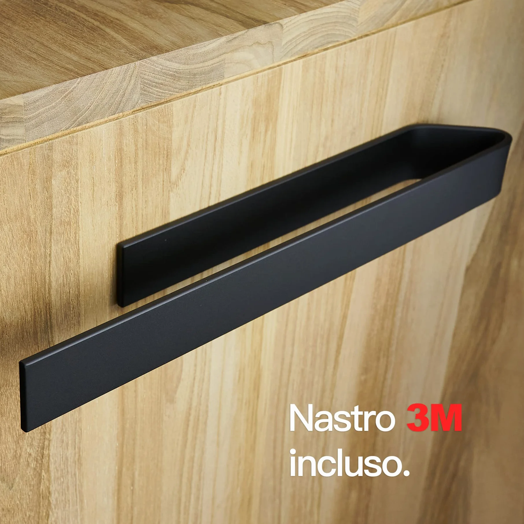 Toallero Adhesivo Baño 40 cm Negro Mate | Design Hamburgo Sin Taladro