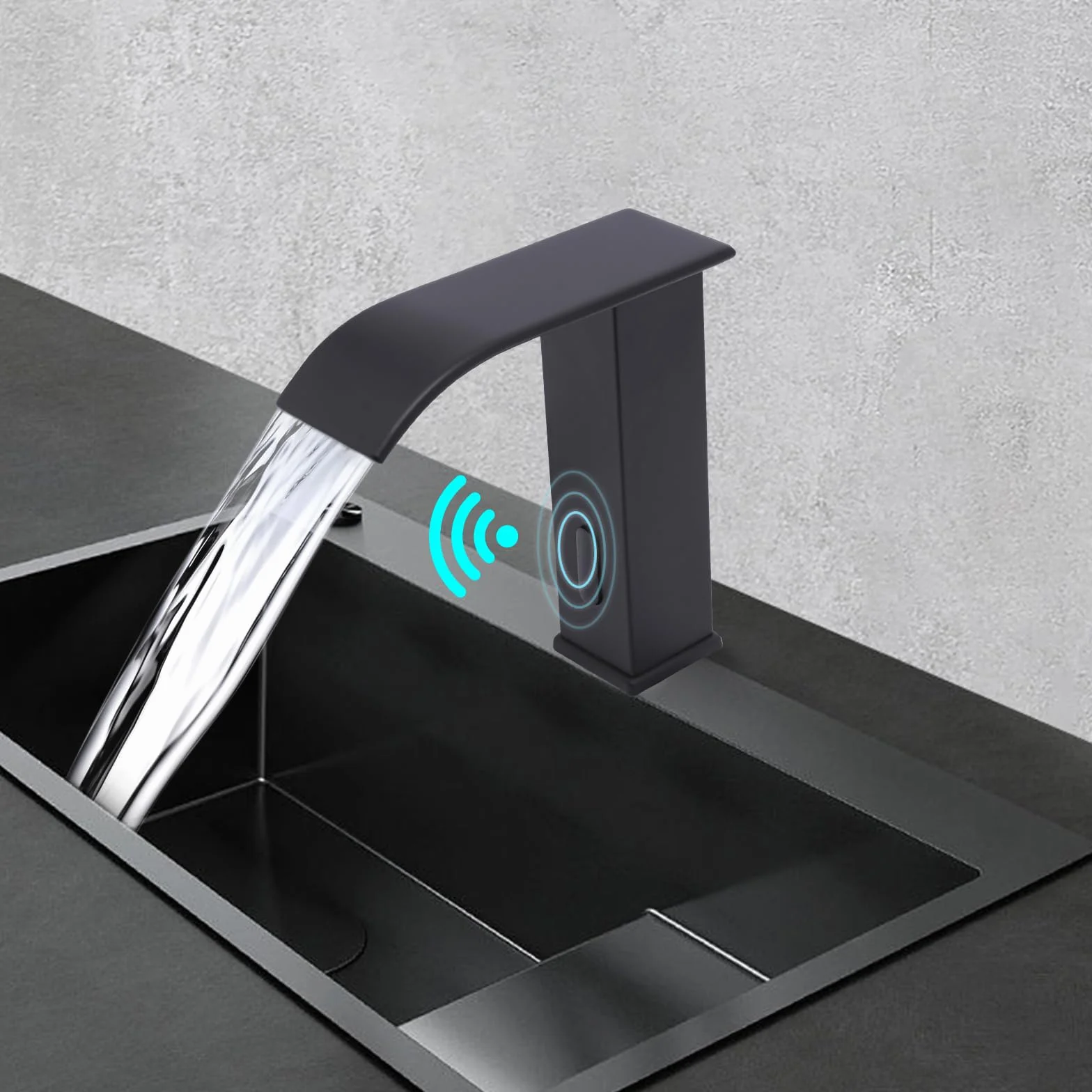 Grifo Automático Negro con Sensor Infrarrojo para Lavabo y Baño - Agua Fría y Caliente