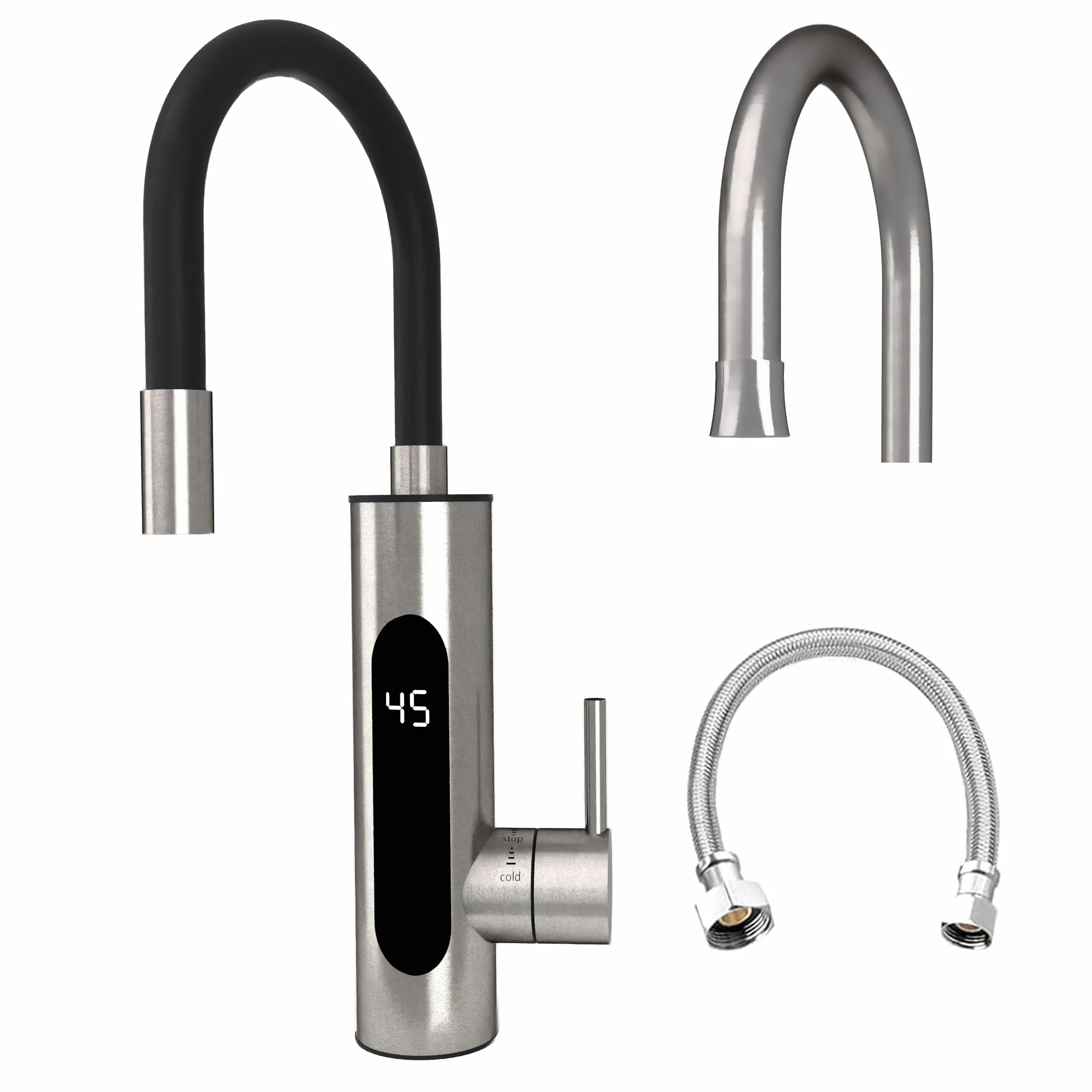 HOGART Grifo eléctrico con calentador de agua instantáneo 230 V para cocina jardín baño caravana camping