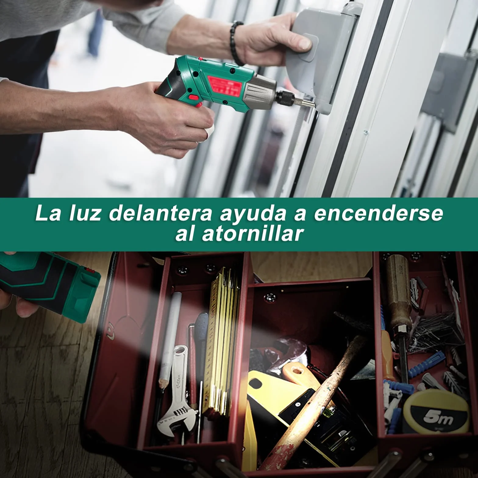 HYCHIKA Atornillador Eléctrico 6Nm, Destornillador Eléctrico (Máximo Par 6 N.m, 3.6V, 2.0Ah) LED Luz como Linterna, Cable USB, 35 Accesorios, Estuche portátil, Para Reparaciones en El Hogar