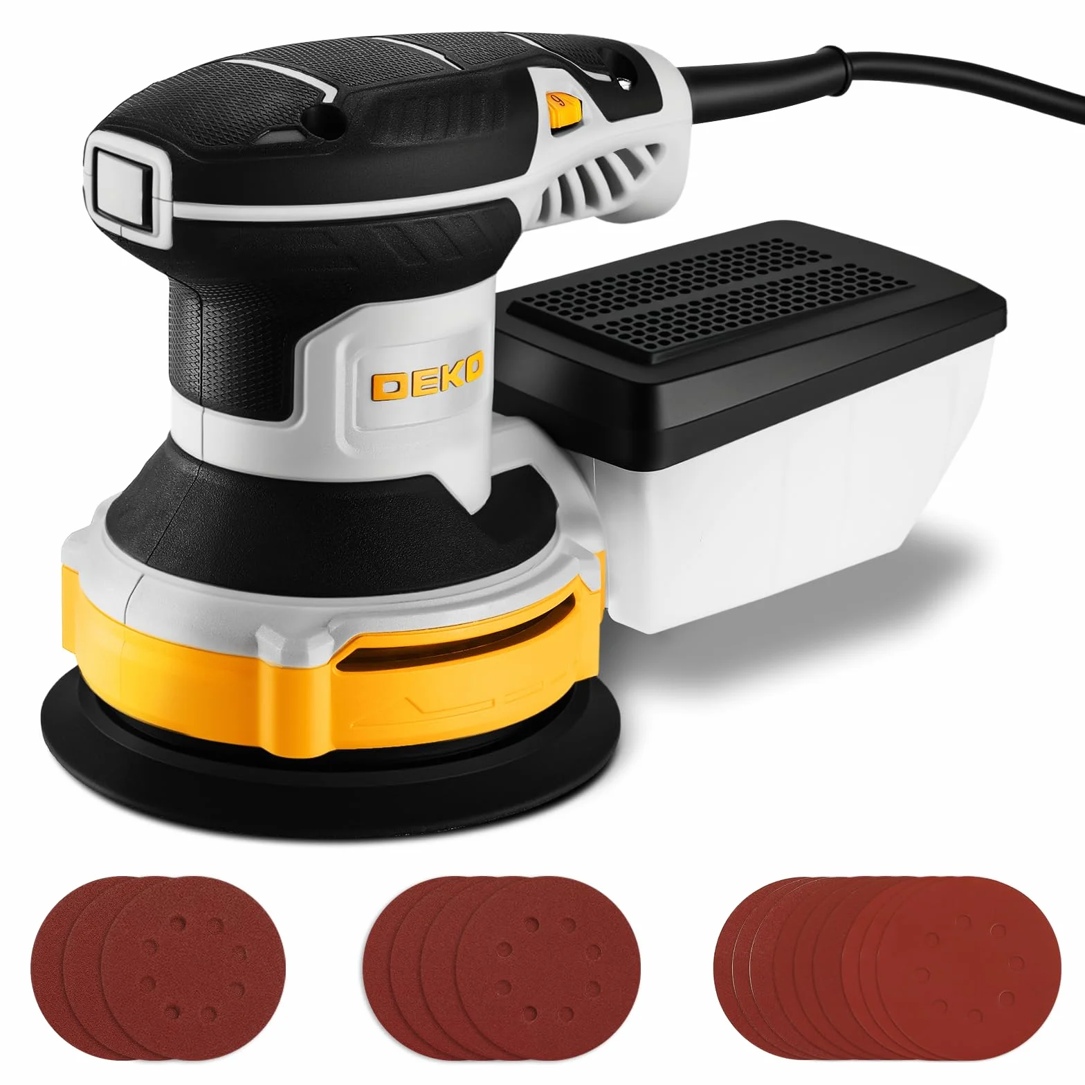 DEKOPRO Lijadora Orbital 300W 6 Velocidades 14000 RPM para Madera y Acero