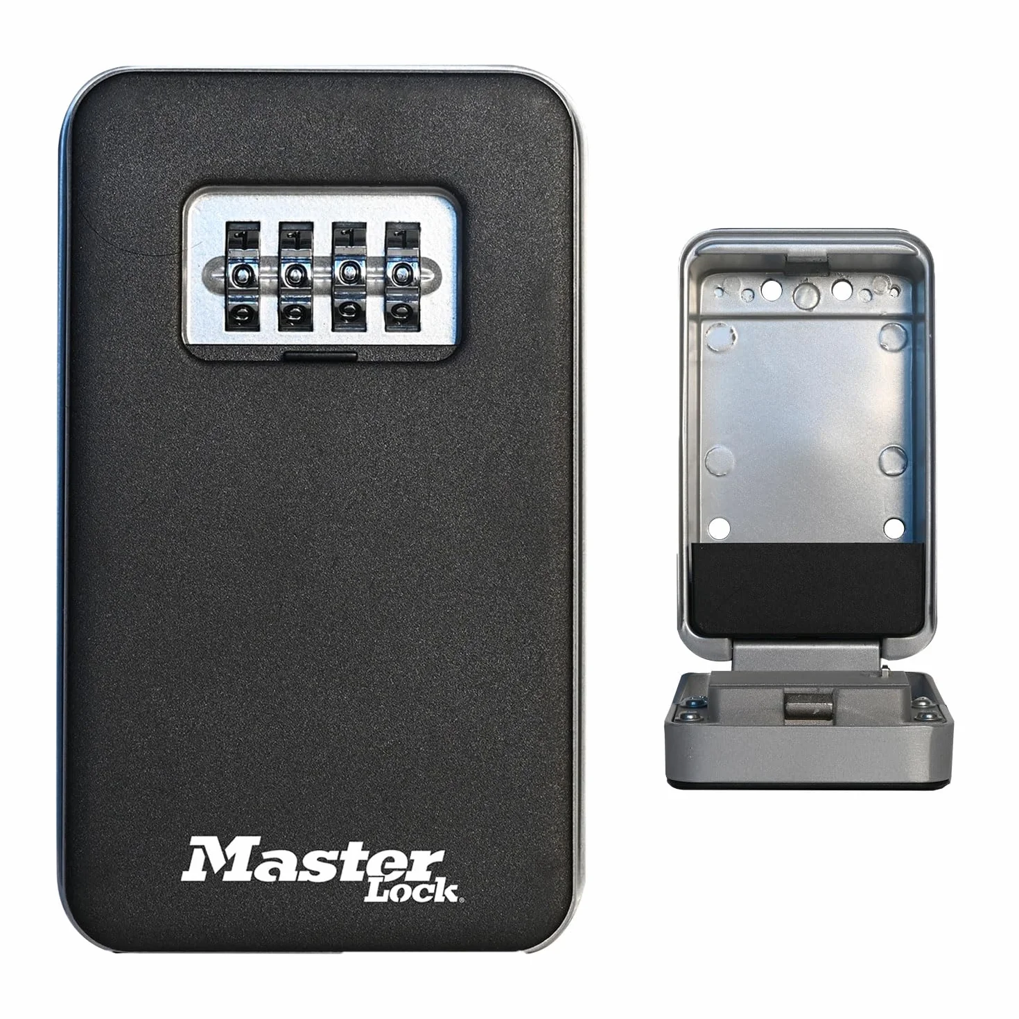 Master Lock Caja de Seguridad para Llaves en Pared, Mediano, Exteriores, Negro, Sistema Tirar para Abrir