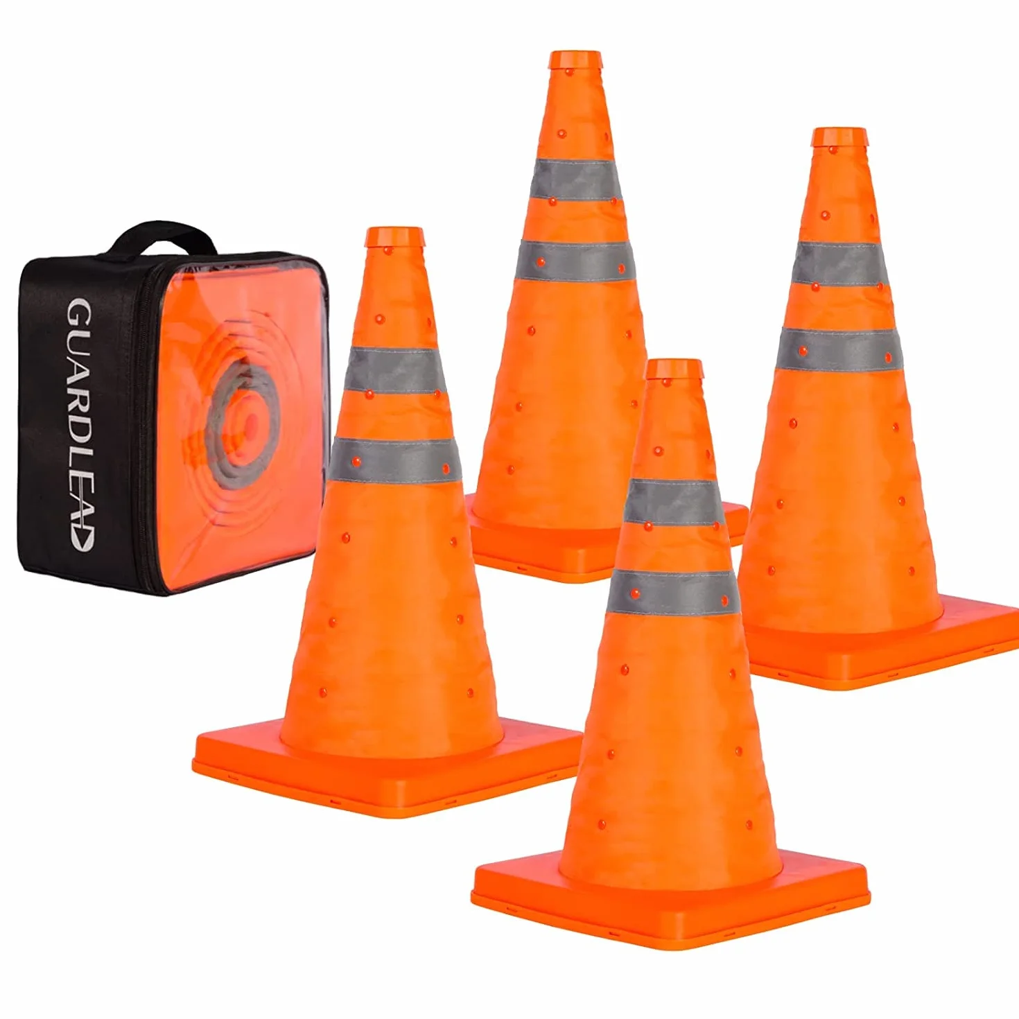 Cono de Seguridad Plegable 45cm Señalización de Tráfico Pop Up Estacionamiento (4 uds)