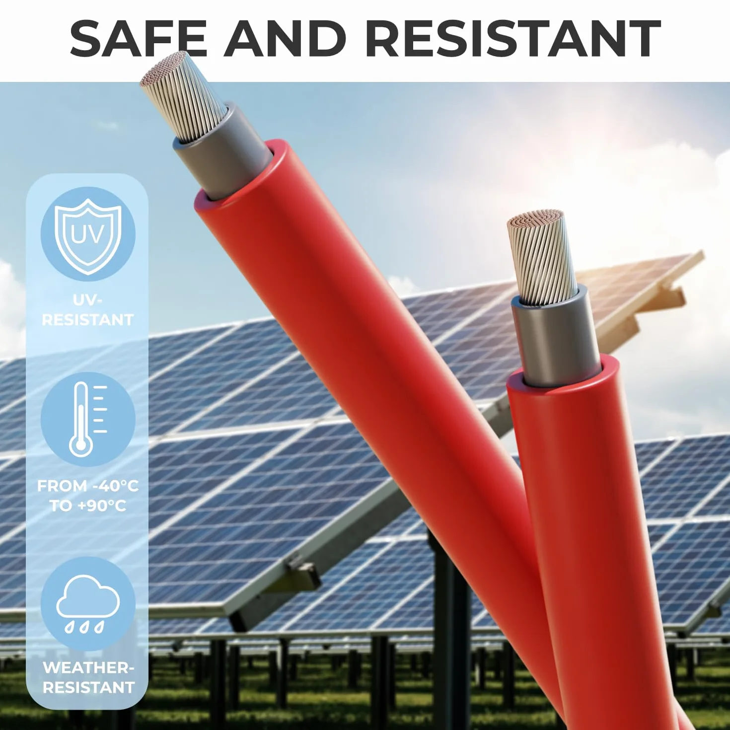 deleyCON 25m Cable Solar 4mm² - Cable Fotovoltaico para Sistemas FV - Resistente a Los Rayos UV Libre de Halógenos para 1kV CA 1,5kV CC - para Instalación Fija y Contactos de Enchufe FV - Rojo
