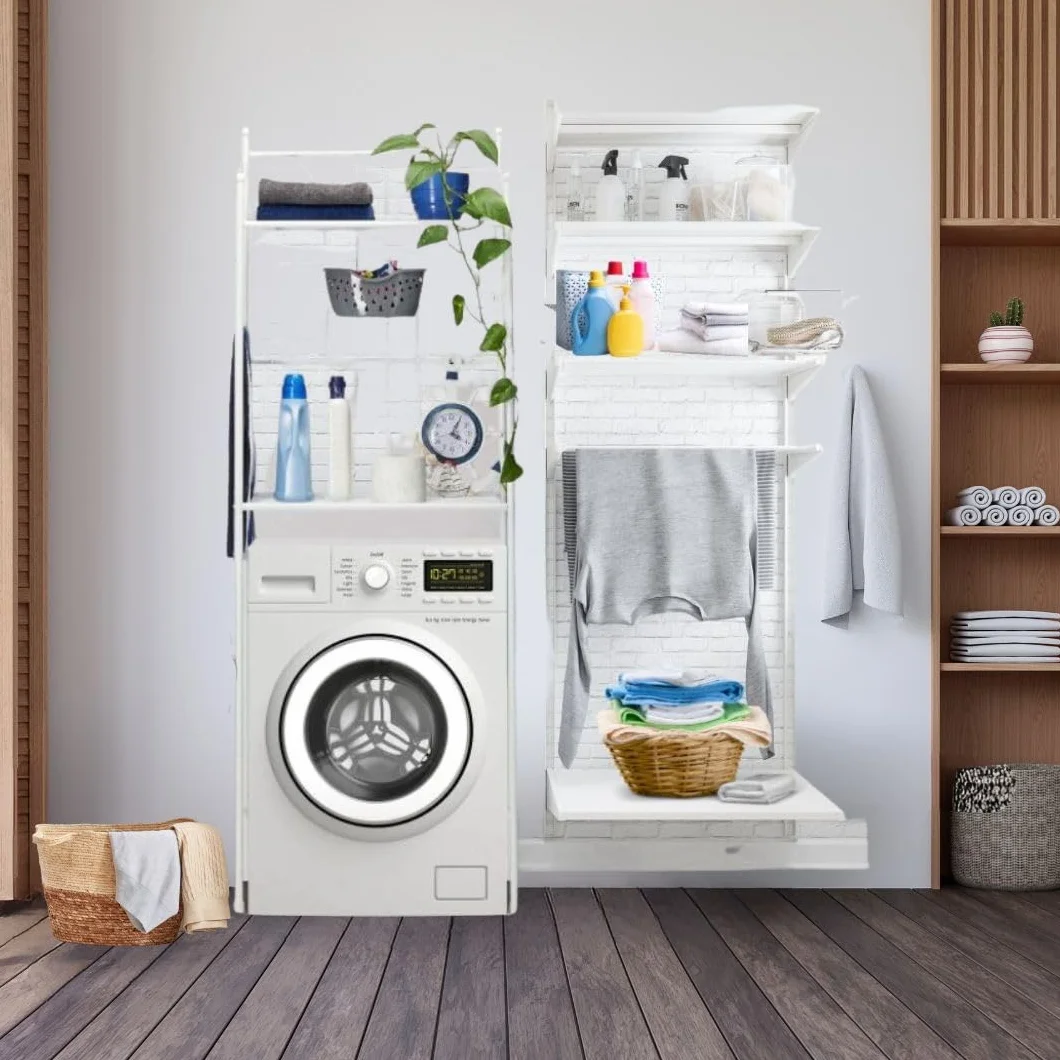 A.M.C. Estantería de baño 3 estantes blanco resistente para lavadora ahorro espacio almacenaje