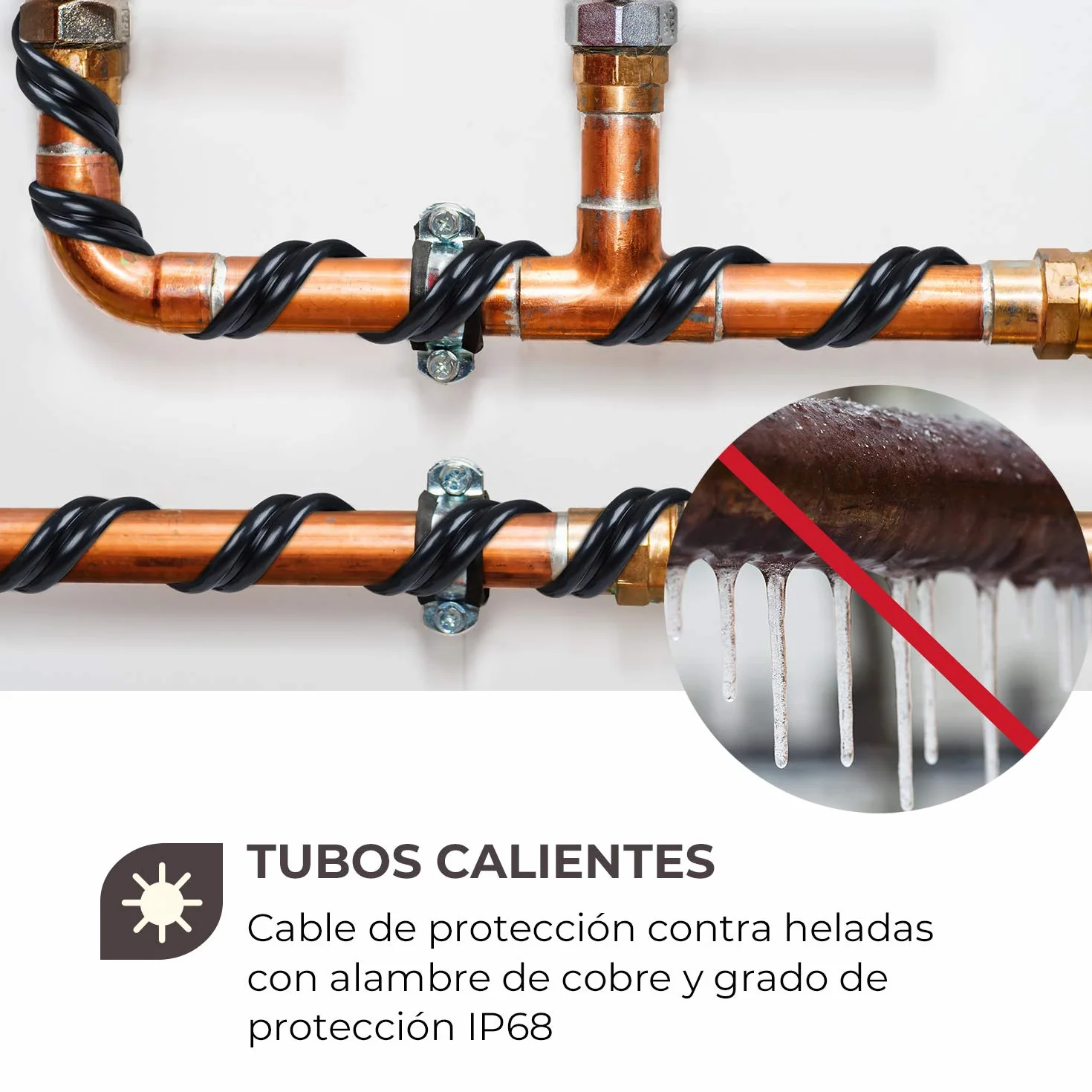 Electronic-Star Cable Anticongelante 4 m + 1,8 m Alimentación Termostato 16 W/m IP69