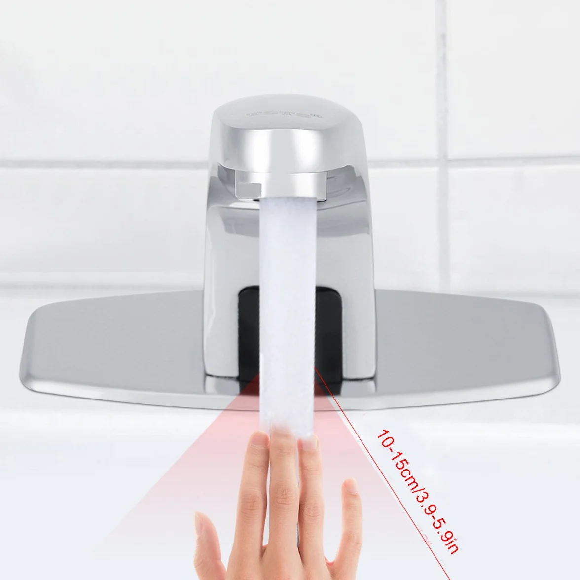 Yosoo Grifo automático con sensor infrarrojo, aleación de zinc, inteligente, sin contacto, para cocina, baño, con caja de control