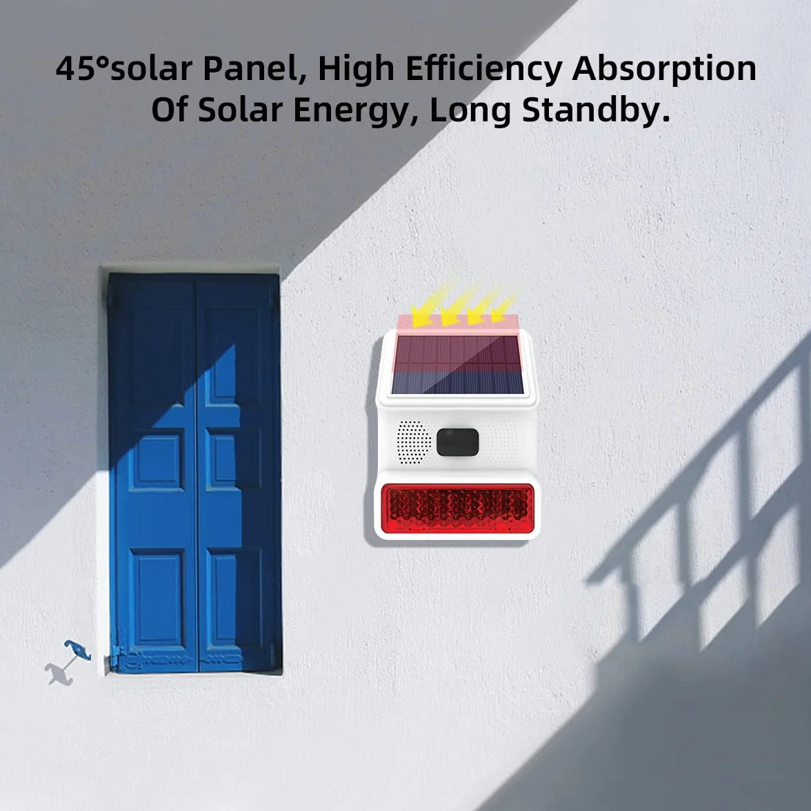 Sirena de Alarma, Sirena Solar para Exteriores con luz Intermitente LED de Sonido de 110db Compatible con Sistema de Alarma para el hogar, Granja, Granero, Villa, Patio, jardín (PE-520)