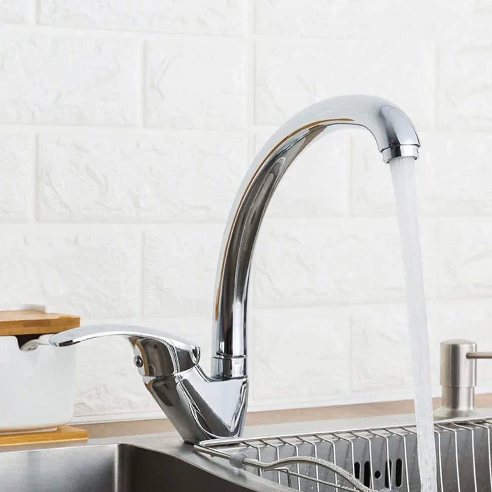 Grifo mezclador fregadero cocina cromo caño curvo con aireador kit montaje