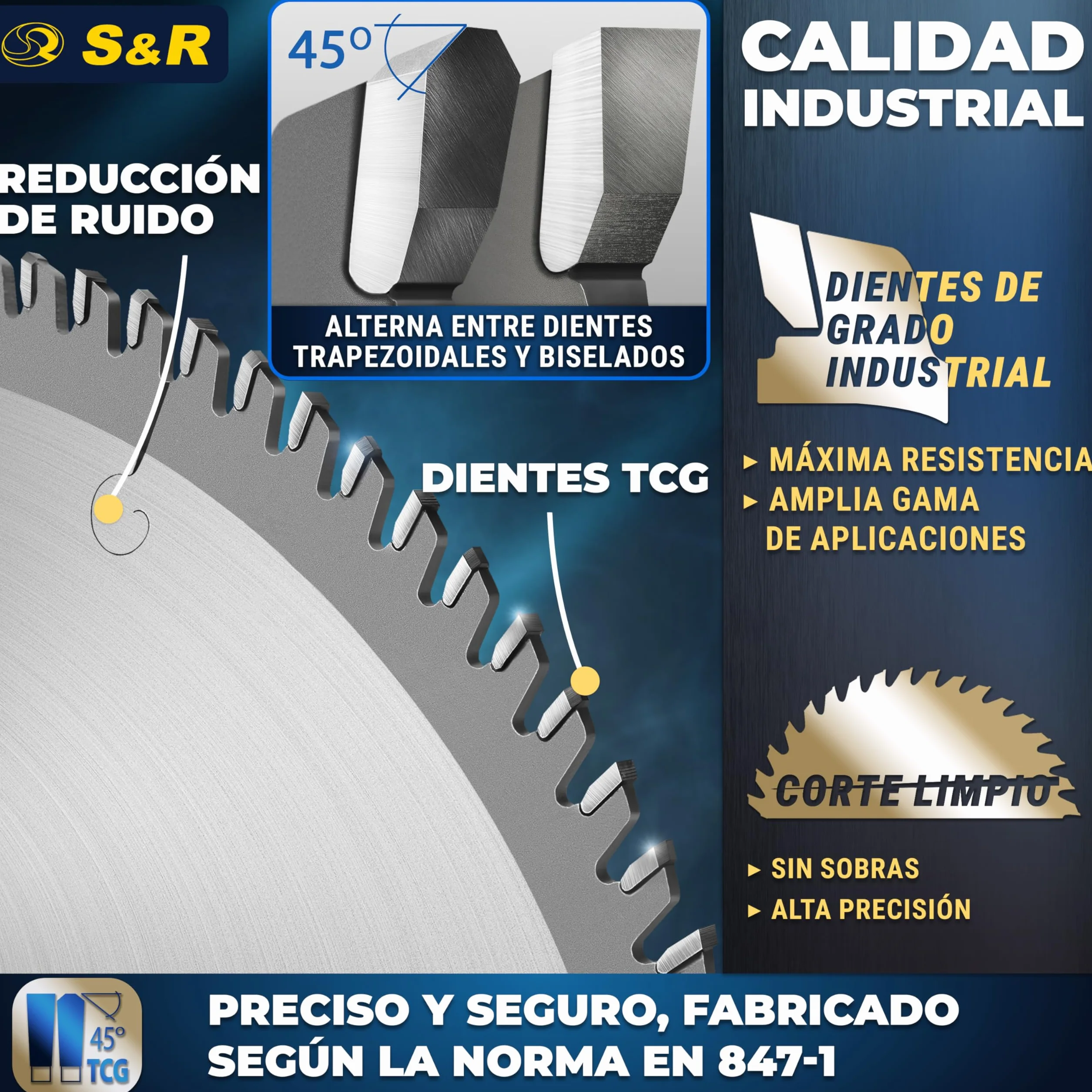 S&R Disco de corte 254 Madera y Metales - 96 Dientes/Hoja de sierra circular. calidad profesional