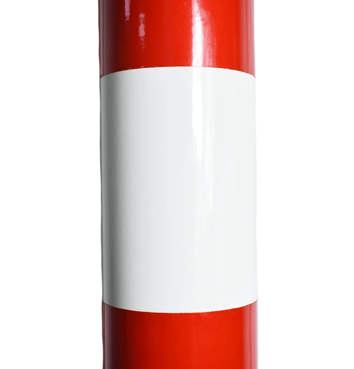 Postes de bloqueo de metal rojo y blanco, diámetro de 76 mm, altura de 750 mm, 1 ojal para acero, resistente, soporte estable, juego de bolardos con tornillos de fijación (2 unidades)