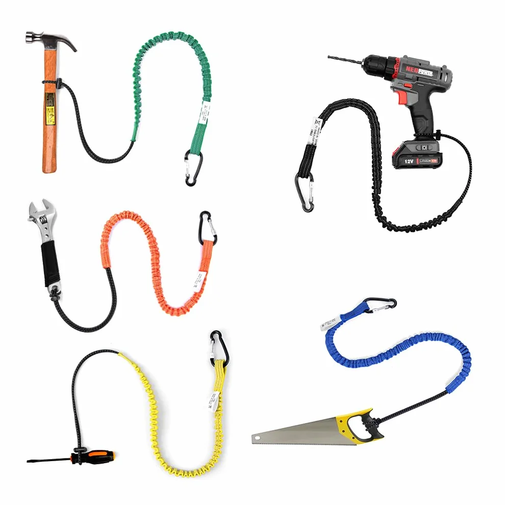 CYSKY 5 Piezas Retráctiles Cordón de Seguridad para Herramientas con Mosquetón, Cordon de Seguridad de Trabajo en Altura para Herramientas Eléctricas Manuales (Amarillo)