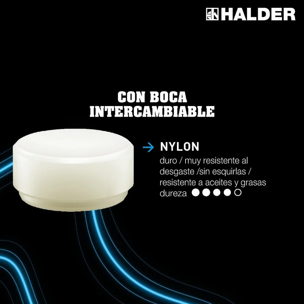 Halder 3366045 - Mazo de nailon con reductor de vibraciones, multicolor, 45 mm
